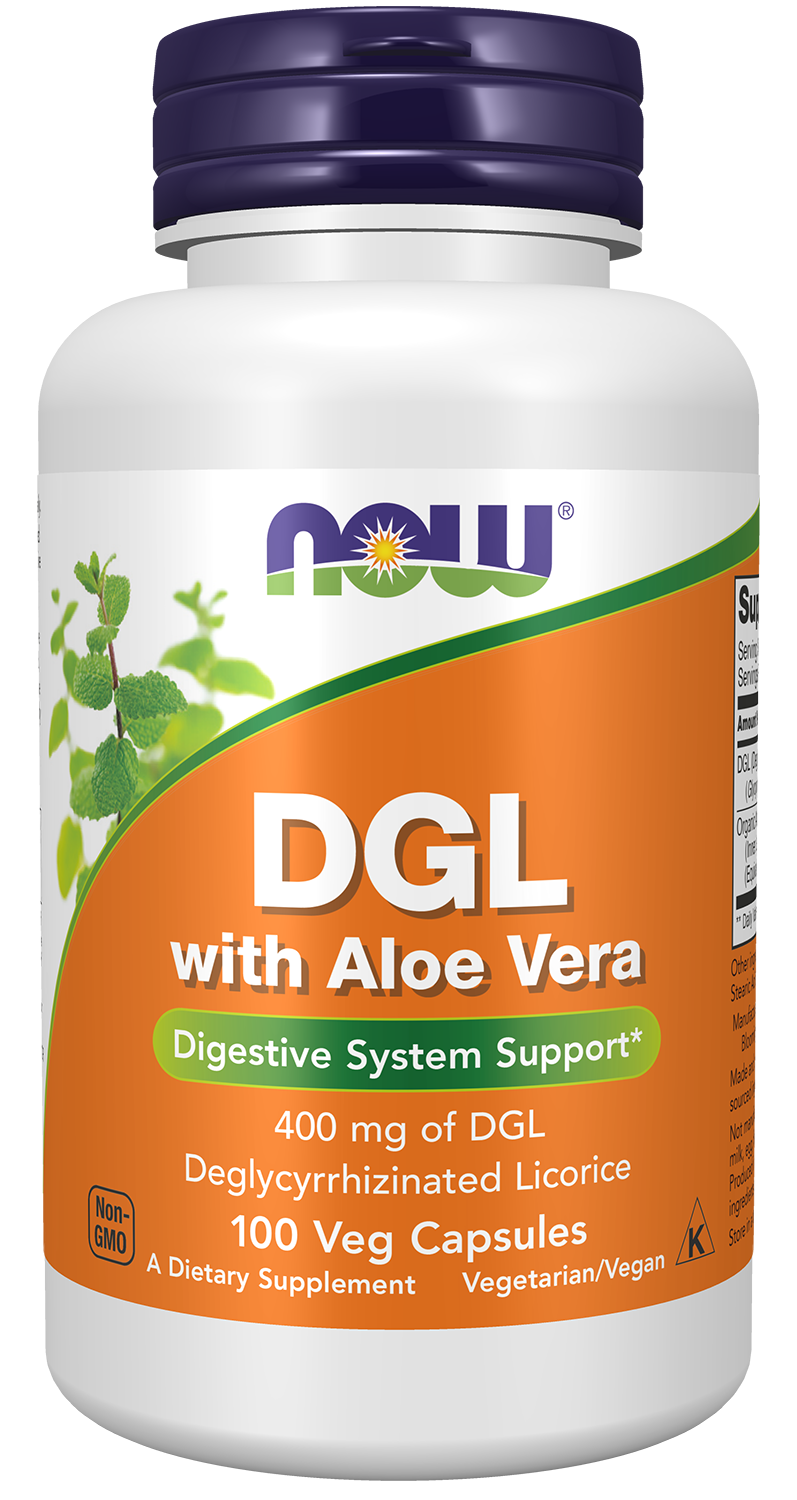 NOW Supplements, DGL with Aloe Vera, 100 Veg Caps — product image