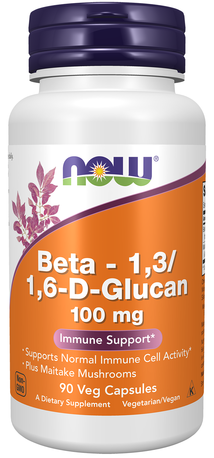 NOW Supplements, Beta-1,3/1,6-D-Glucan & Maitake, 90 Veg Caps — product image