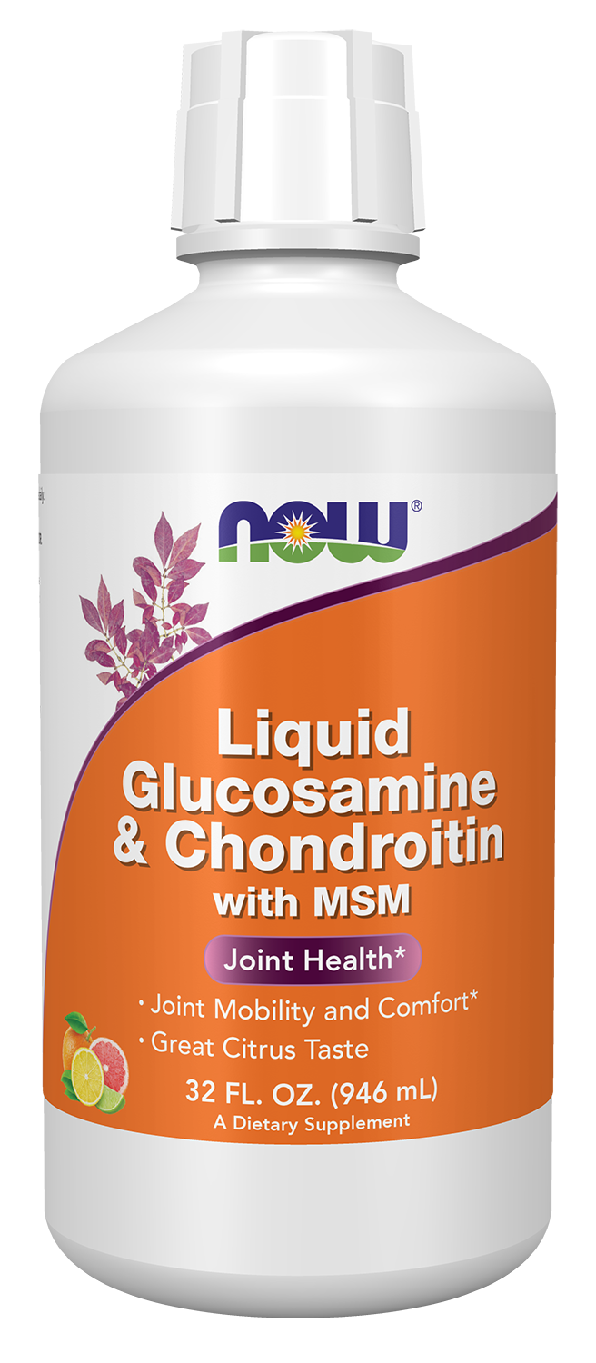 NOW Supplements, Glucosamine & Chondroitin with MSM, Liquid, 32 fl. oz — product image