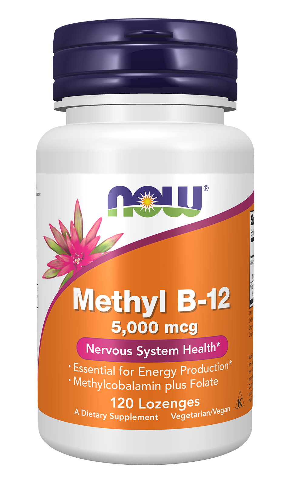 NOW Supplements, Methyl B-12 5000 mcg, Nervous System Health*, 120 Lozenges — product image