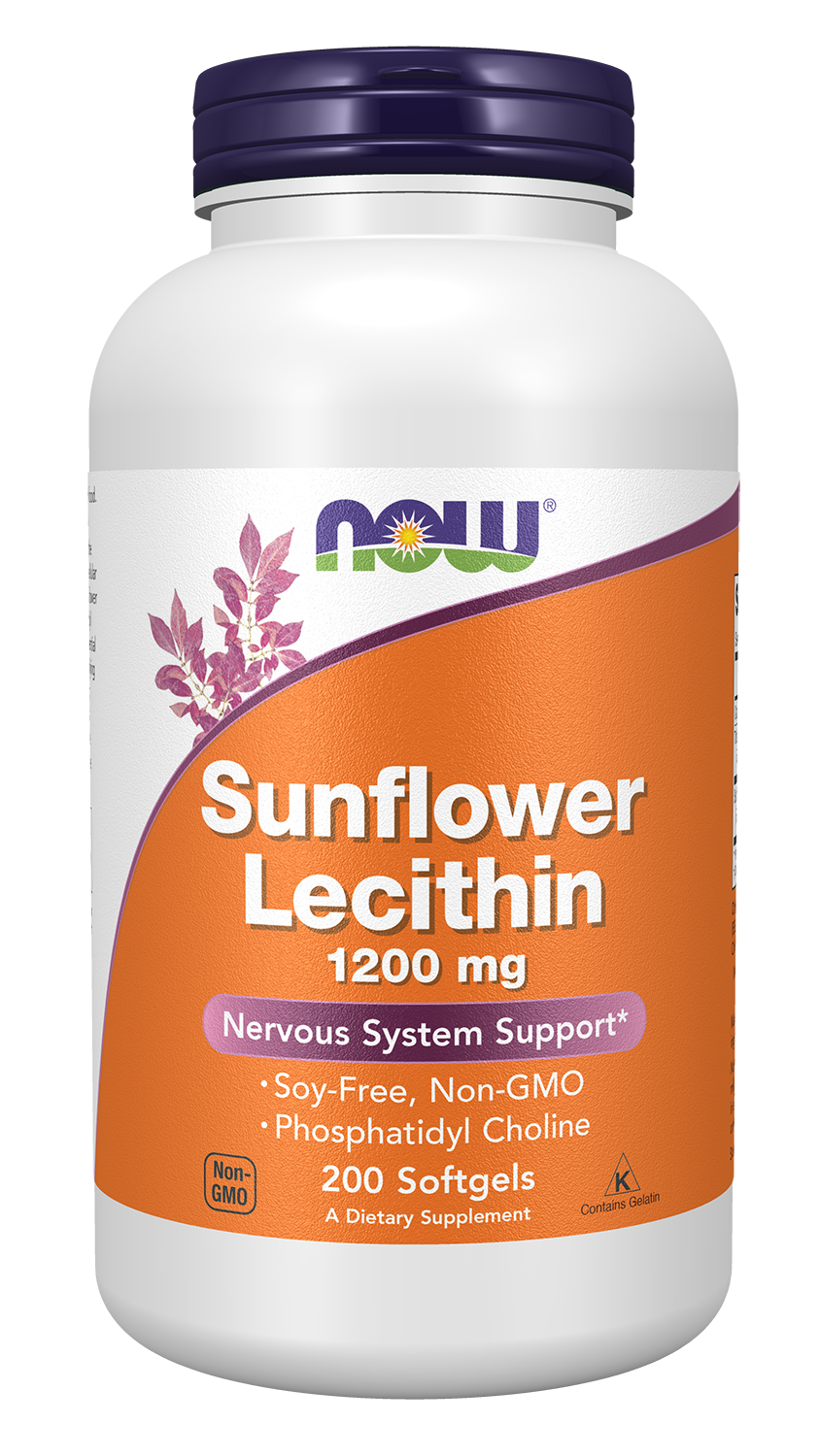 NOW Supplements, Sunflower Lecithin, Phosphatidyl Choline, 200 Softgels — product image