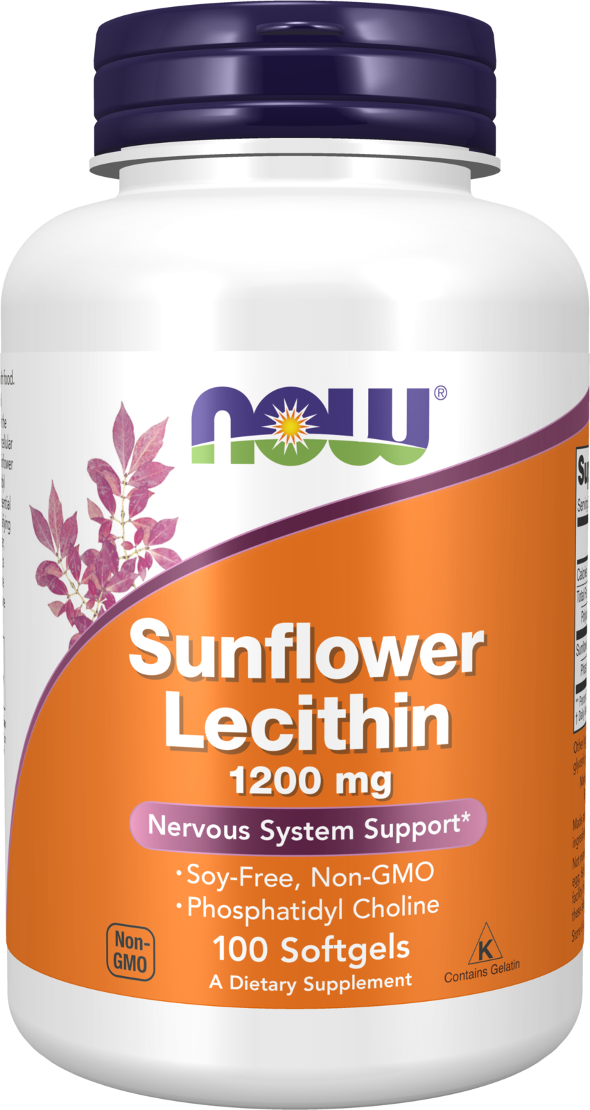 NOW Supplements, Sunflower Lecithin, Phosphatidyl Choline, 100 Softgels — product image