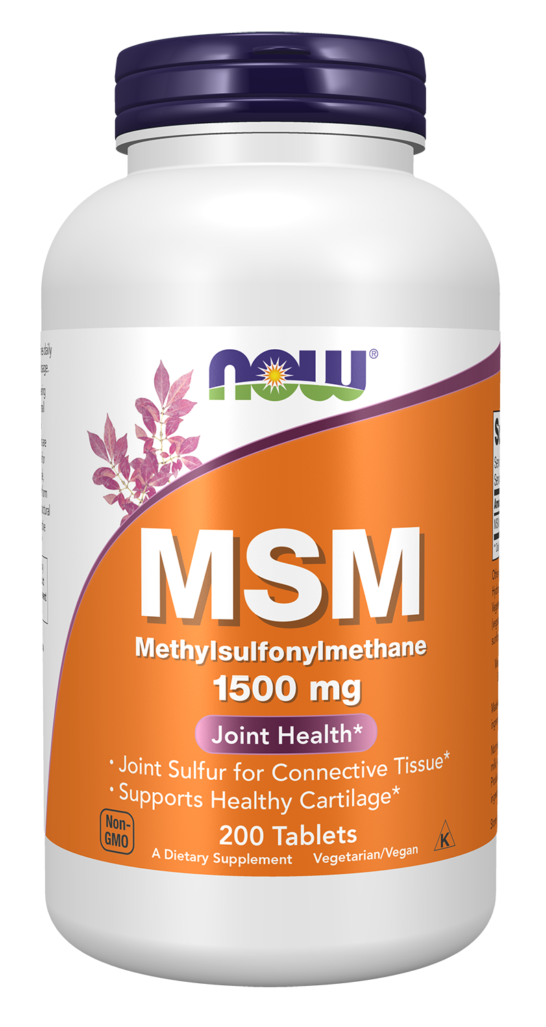 NOW Supplements, MSM 1,500 mg, Joint Health*, 200 Tabs — product image