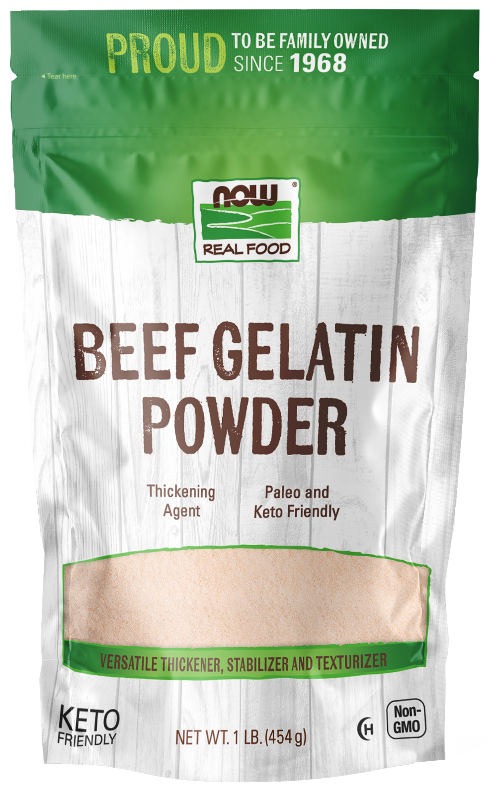 NOW Foods, Beef Gelatin Powder, Thickening Agent, 1 lb — product image