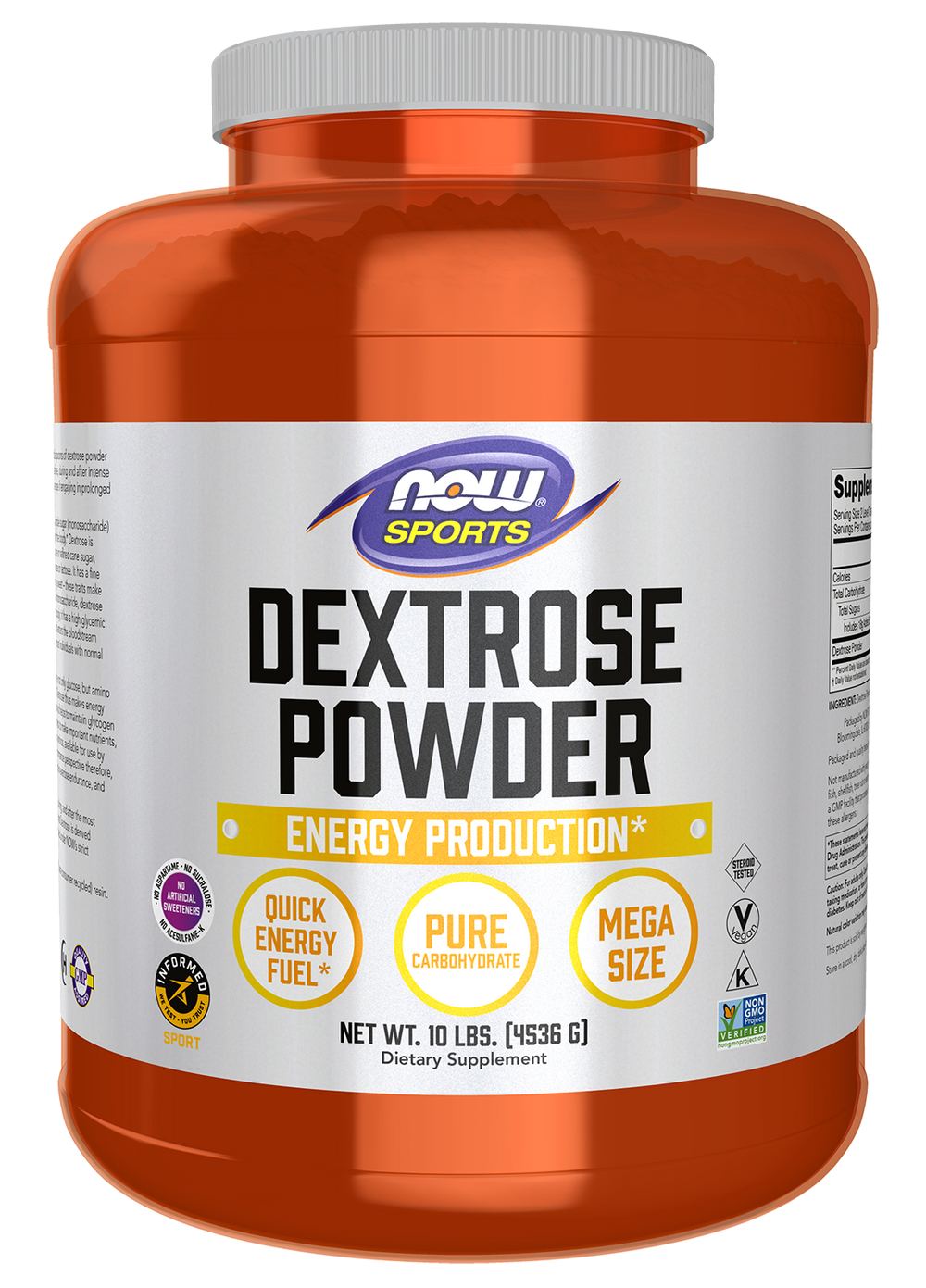 NOW Sports, Dextrose Powder, Simple Carb, Quick Energy Fuel*, 10 lbs — product image