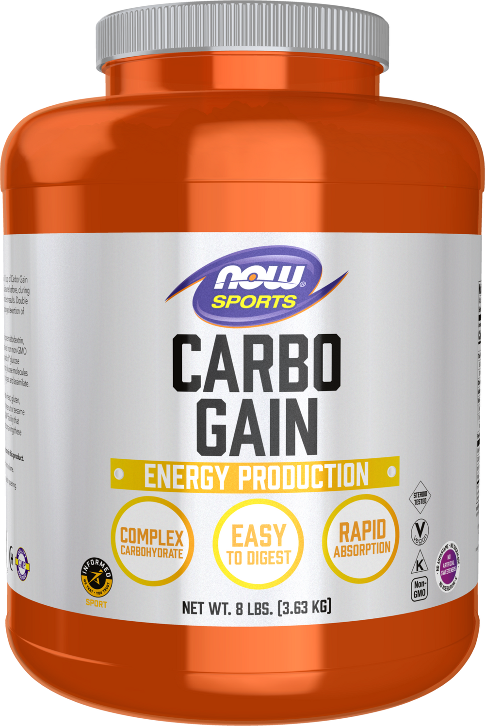 NOW Sports, Carbo Gain Powder, Complex Carb, Energy Production, 8 lbs — product image