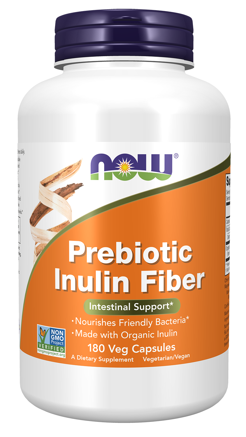 NOW Supplements, Prebiotic Inulin Fiber, 180 Veg Capsules — product image