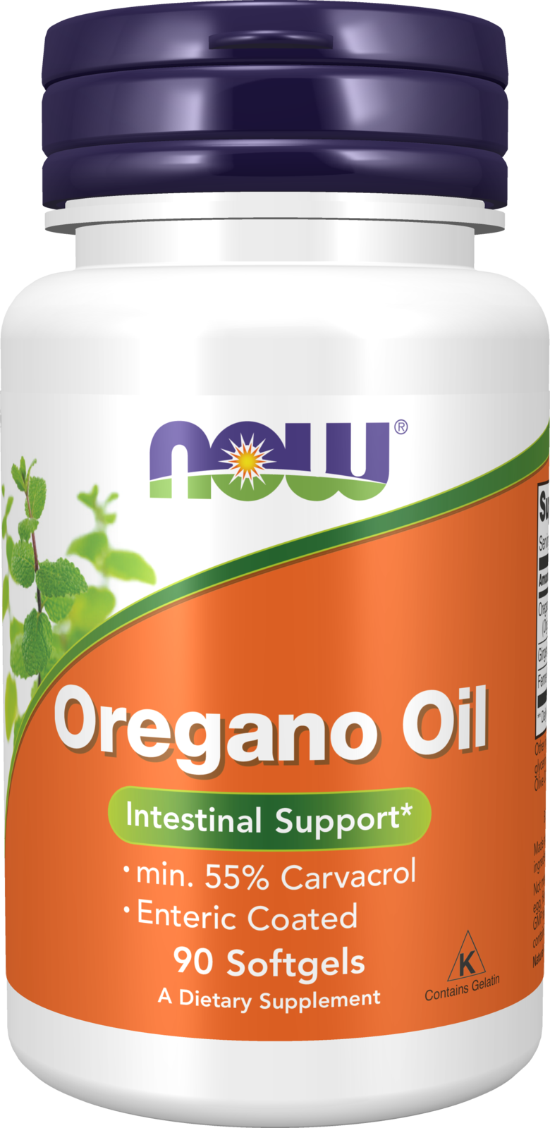 NOW Supplements, Oregano Oil, Ginger & Fennel, Enteric Coated, 90 Softgels — product image