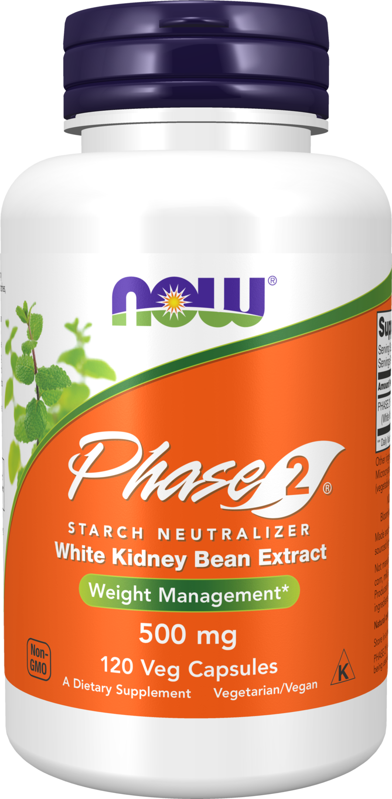 NOW Supplements, Phase 2® (White Kidney Bean Extract) 500 mg, 120 Veg Caps — product image