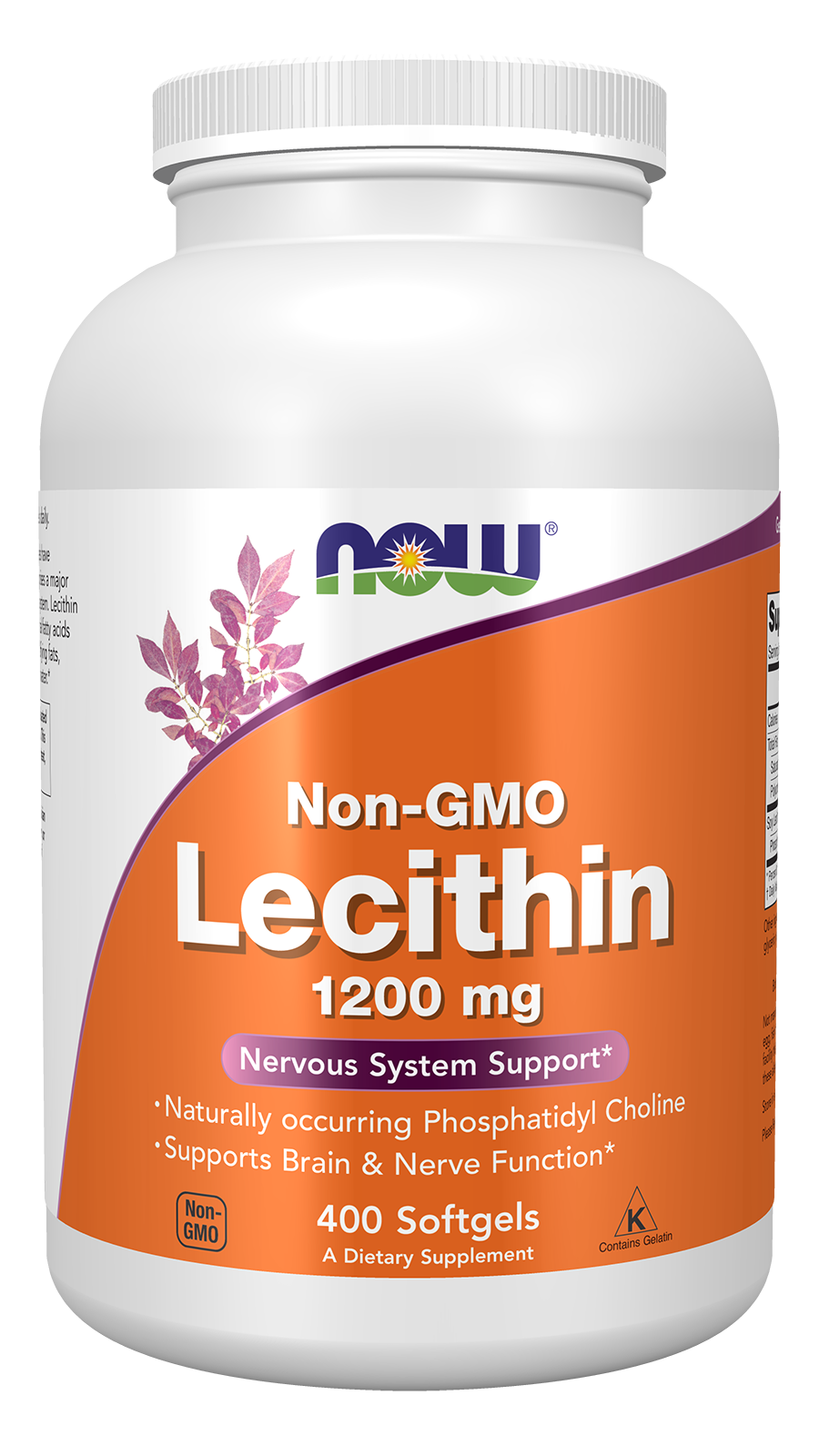 NOW Supplements, Lecithin 1200 mg, Phosphatidyl Choline, 400 Softgels — product image