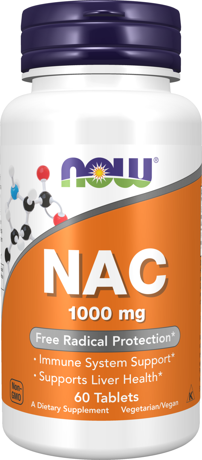 NOW Supplements, NAC 1,000 mg, Free Radical Protection*, 60 Tablets — product image