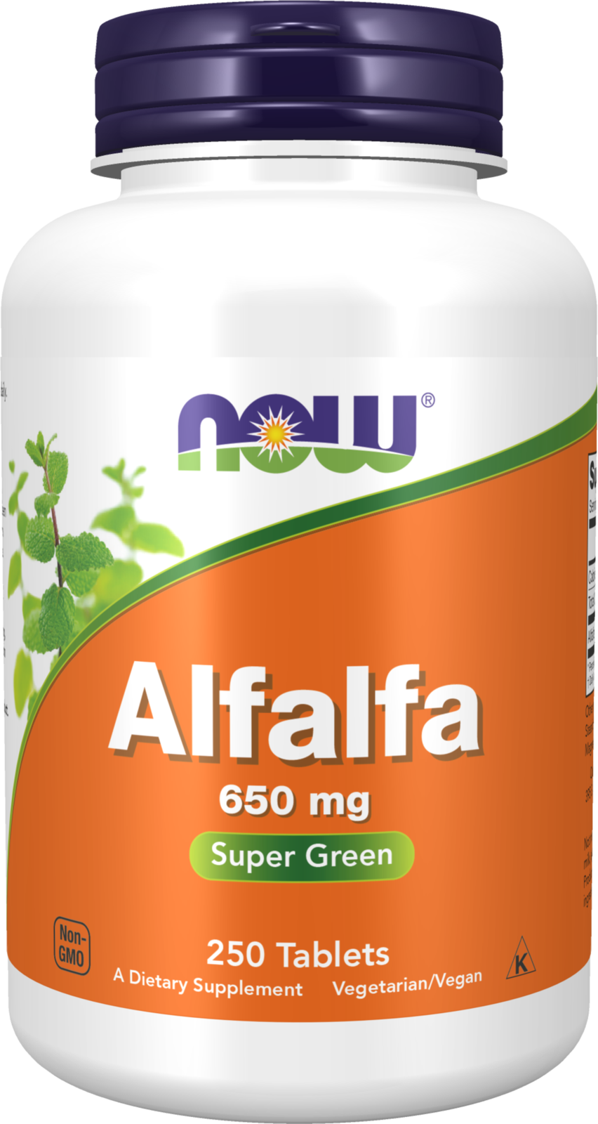 NOW Supplements, Alfalfa 650 mg, Super Green, 250 Tabs — product image