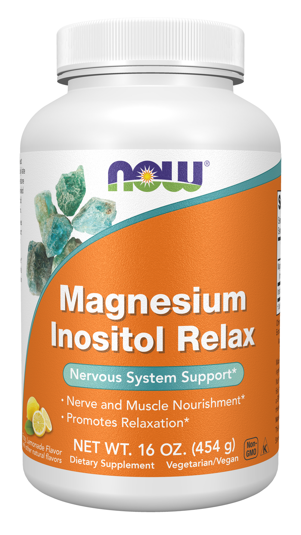 NOW Supplements, Magnesium Inositol Relax, Fizzy Lemonade Flavor, 16-oz — product image