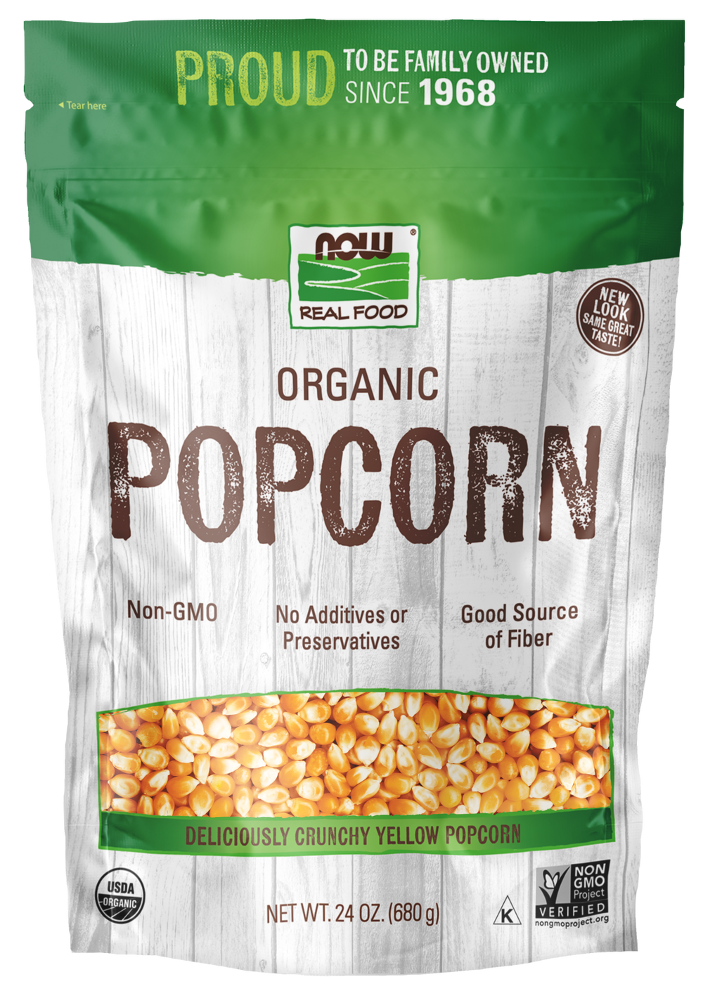NOW Foods, Organic Popcorn, No Additives or Preservatives,  24 oz — product image