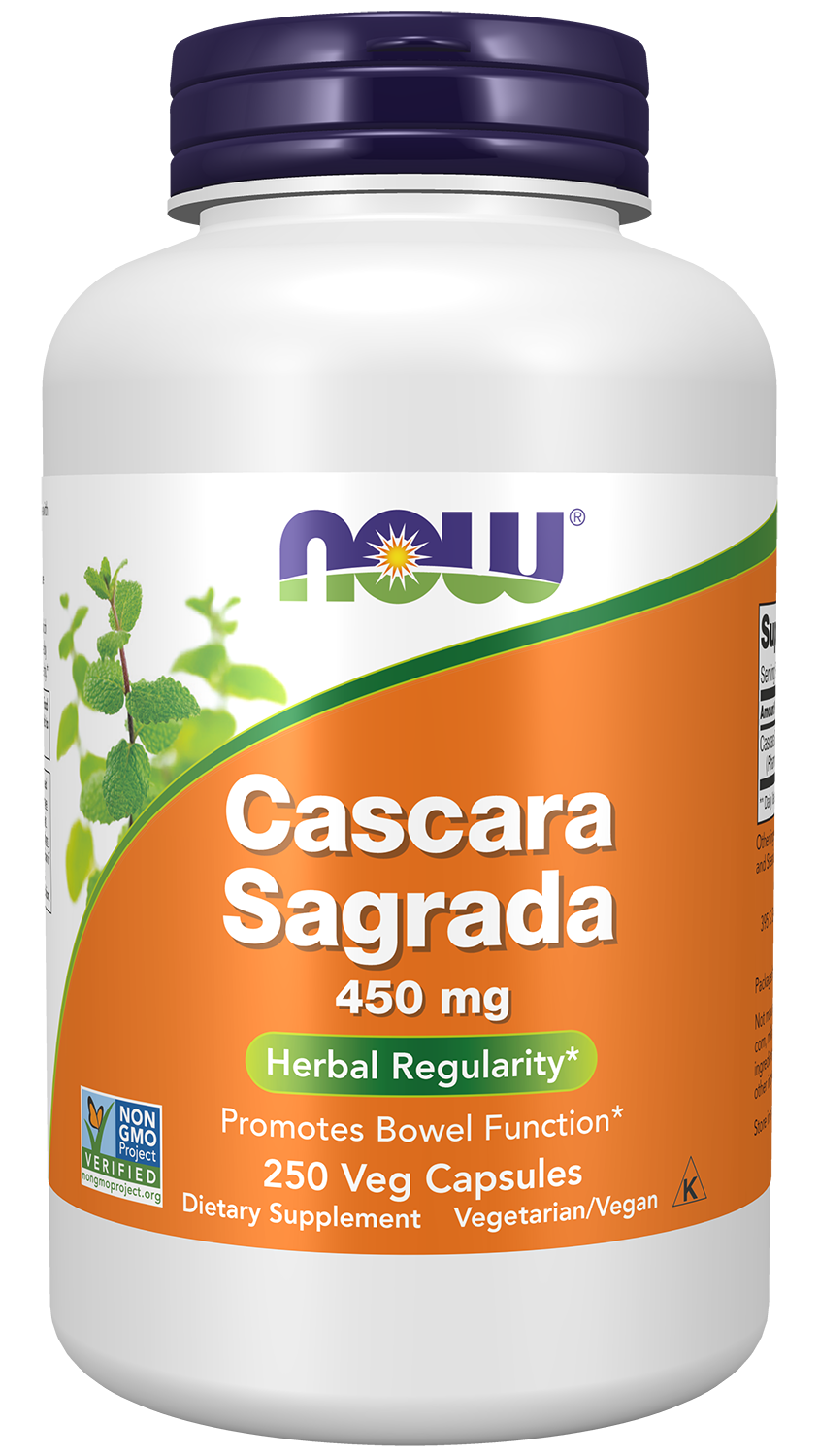 NOW Supplements, Cascara Sagrada 450 mg, Herbal Regularity*, 250 Veg Caps — product image