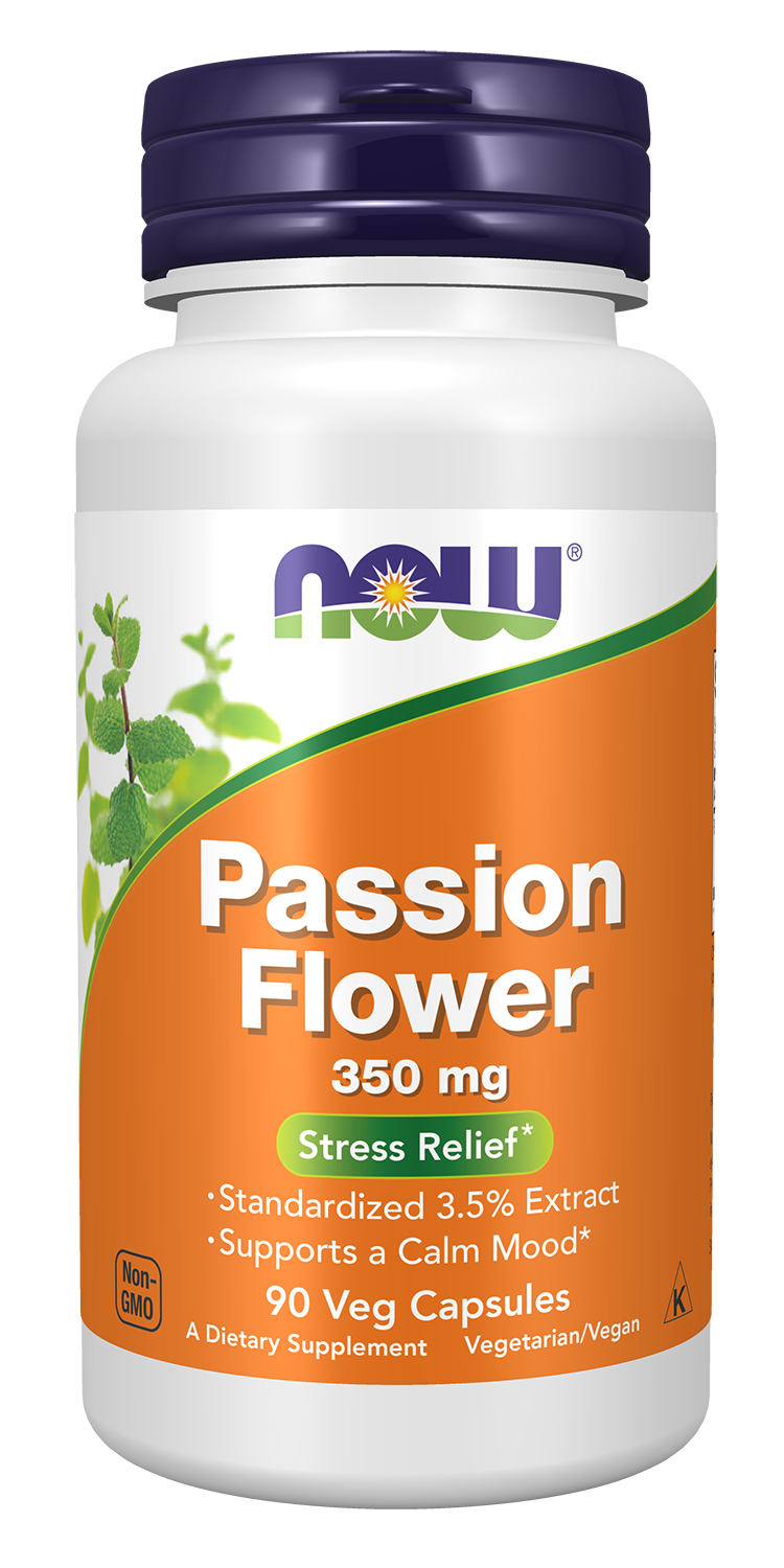 NOW Supplements, Passion Flower 350 mg, Stress Relief*, 90 Veg Caps — product image