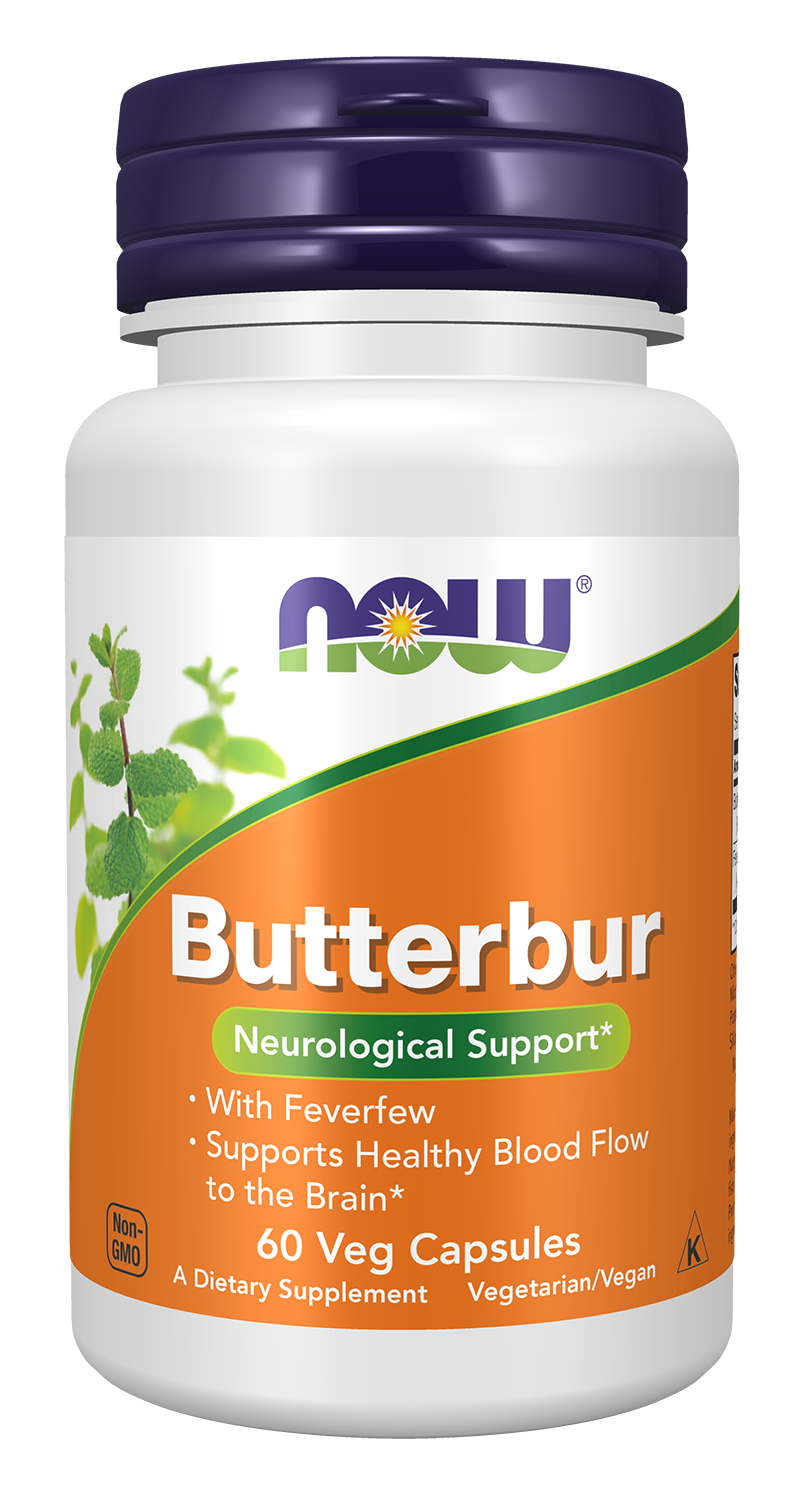 NOW Supplements, Butterbur with Feverfew, Neurological Support*, 60 Veg Cap — product image