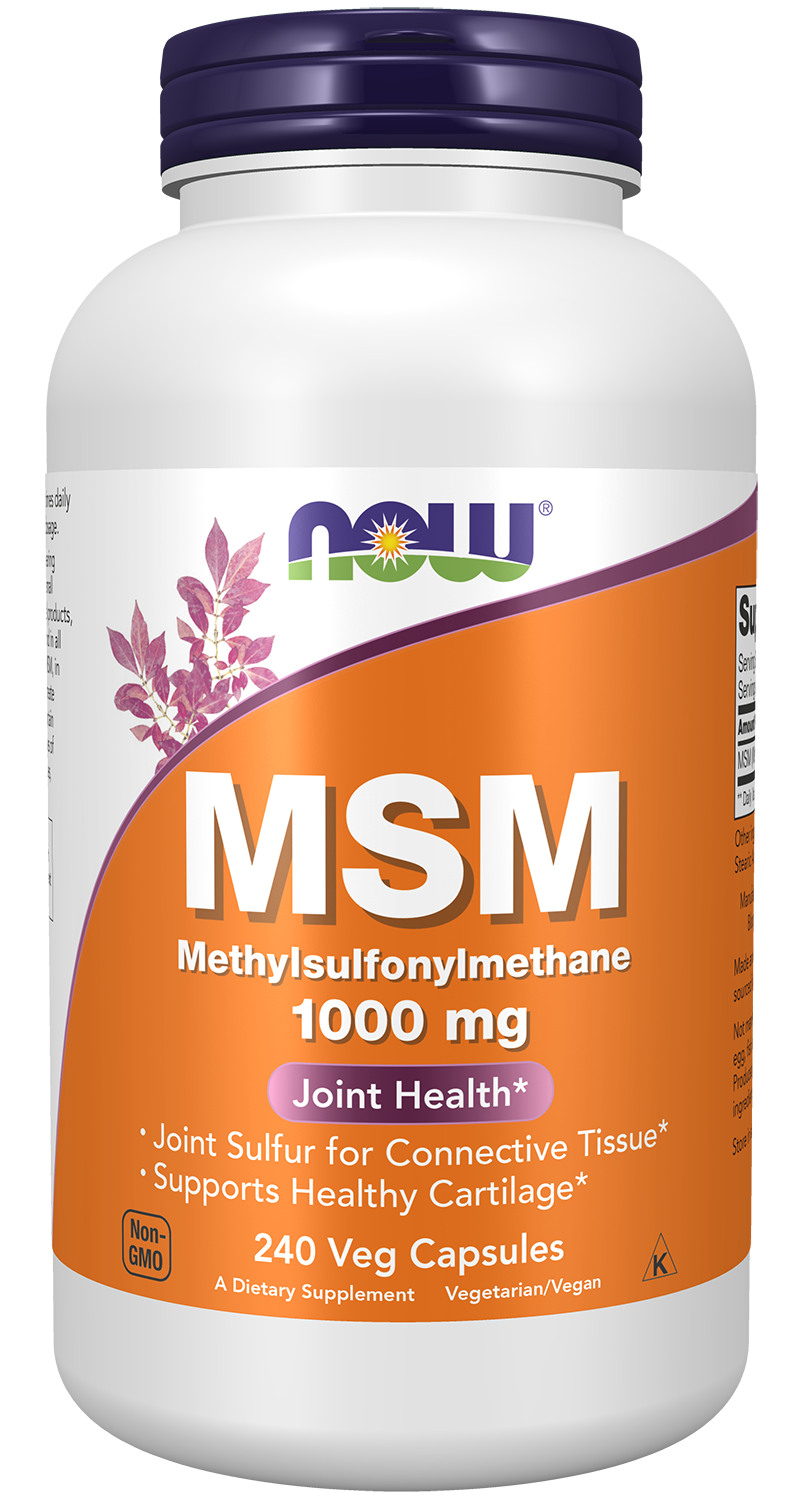 NOW Supplements, MSM 1,000 mg, Joint Health*, 240 Veg Caps — product image