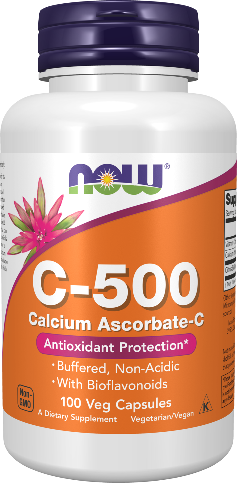 NOW Supplements, Vitamin C-500 Calcium Ascorbate, 100 Veg Caps — product image