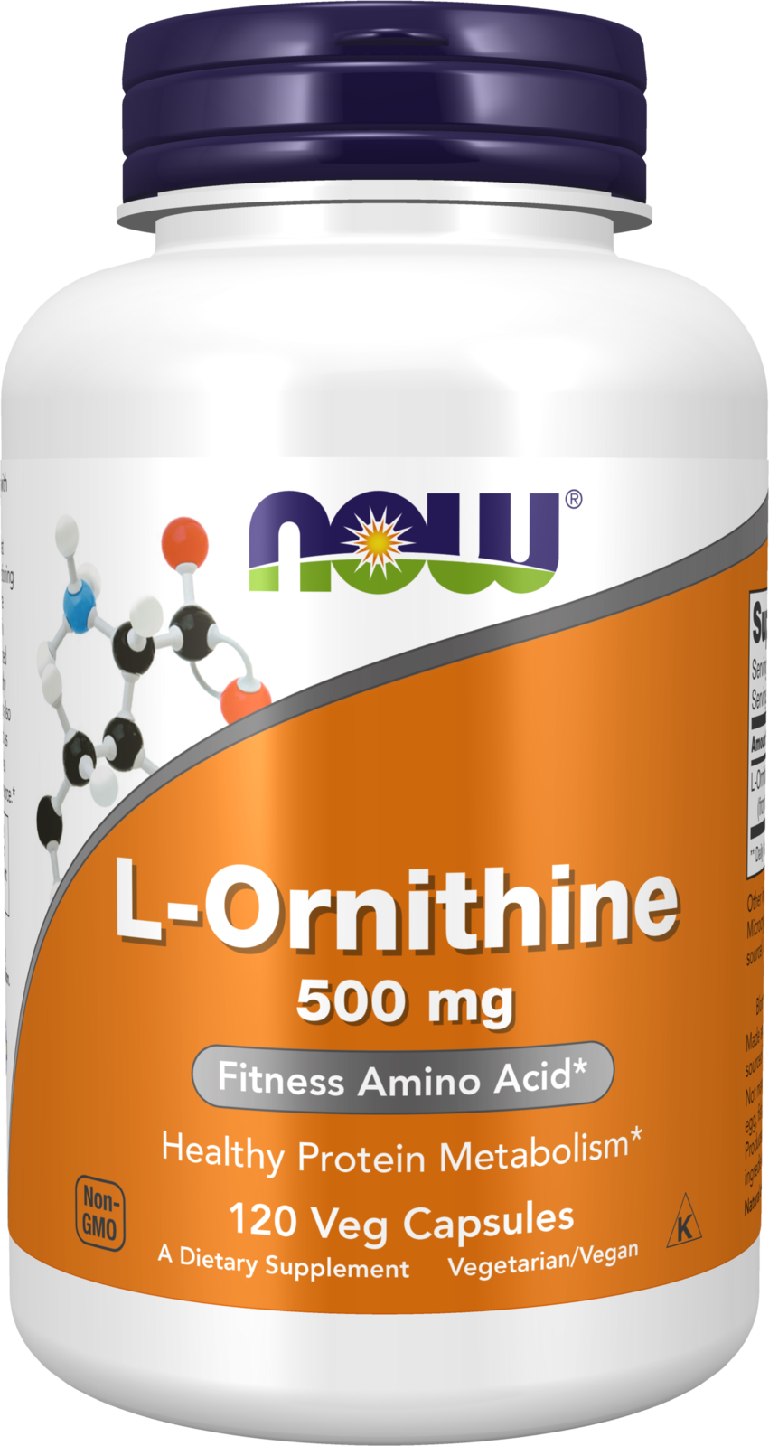 NOW Supplements, L-Ornithine 500 mg, Amino Acid, 120 Veg Caps — product image