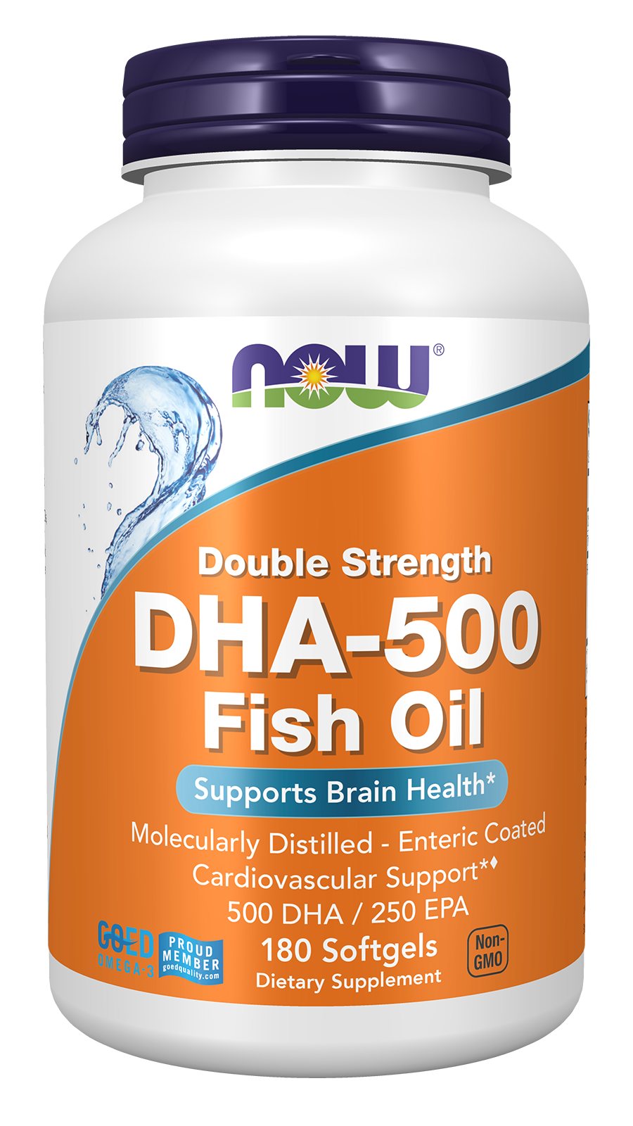 NOW Supplements, DHA-500 with 250 EPA, Molecularly Distilled, 180 Softgels — product image