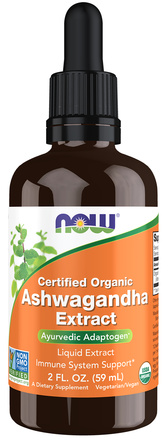 NOW Supplements, Organic Ashwagandha Liquid Extract, 2 fl. oz — product image