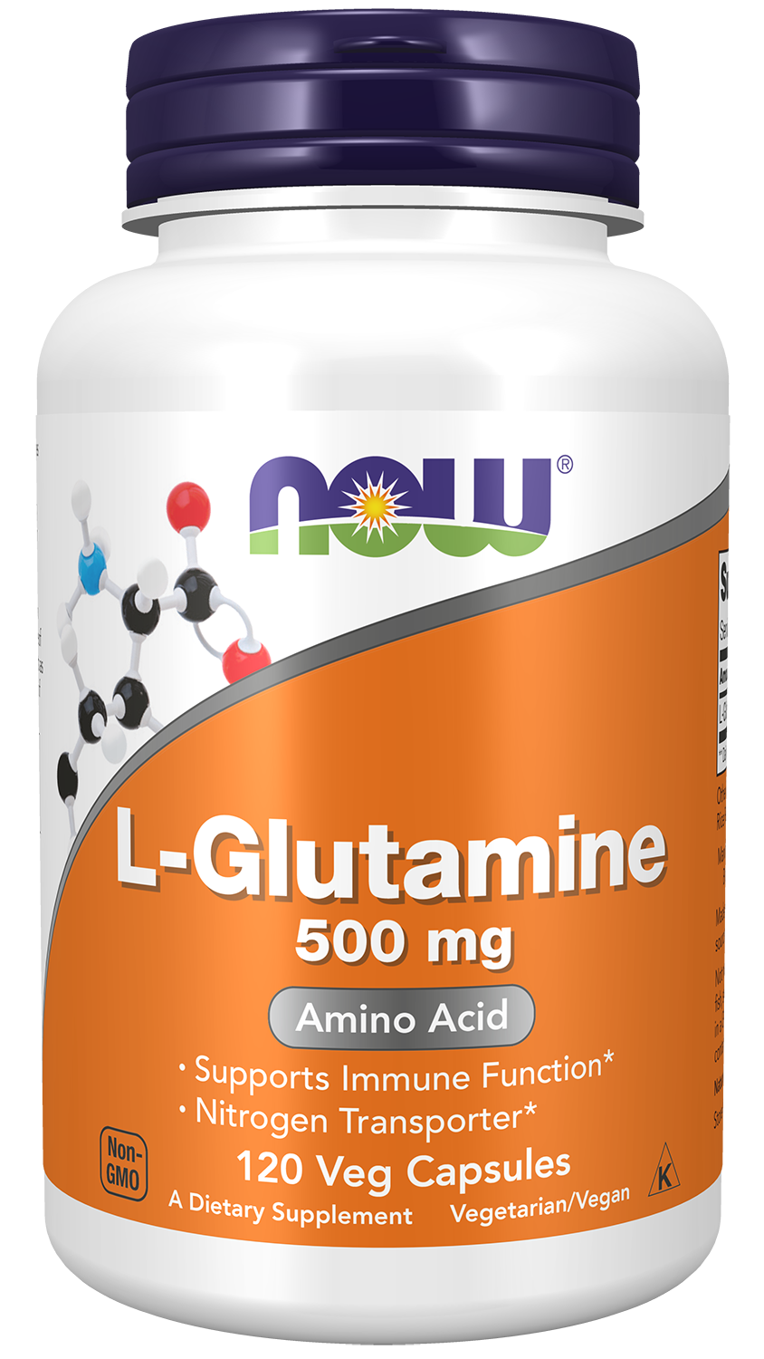 NOW Supplements, L-Glutamine 500 mg, Amino Acid, 120 Veg Caps — product image