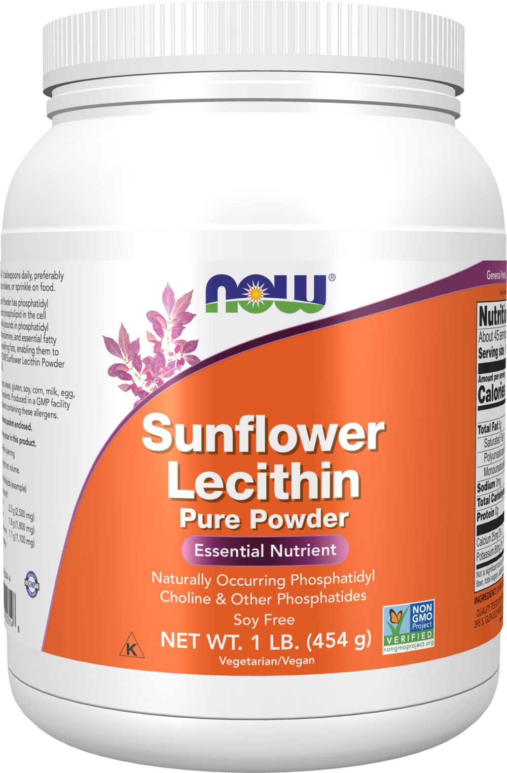 NOW Supplements, Sunflower Lecithin Phosphatidyl Choline, Powder, 1-lb — product image