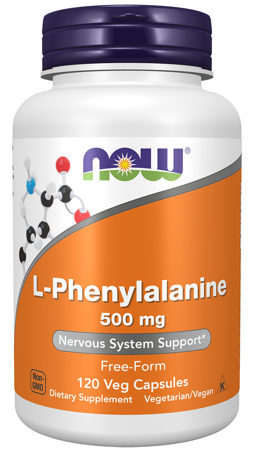 NOW Supplements, L-Phenylalanine 500 mg, Amino Acid, 120 Veg Caps — product image