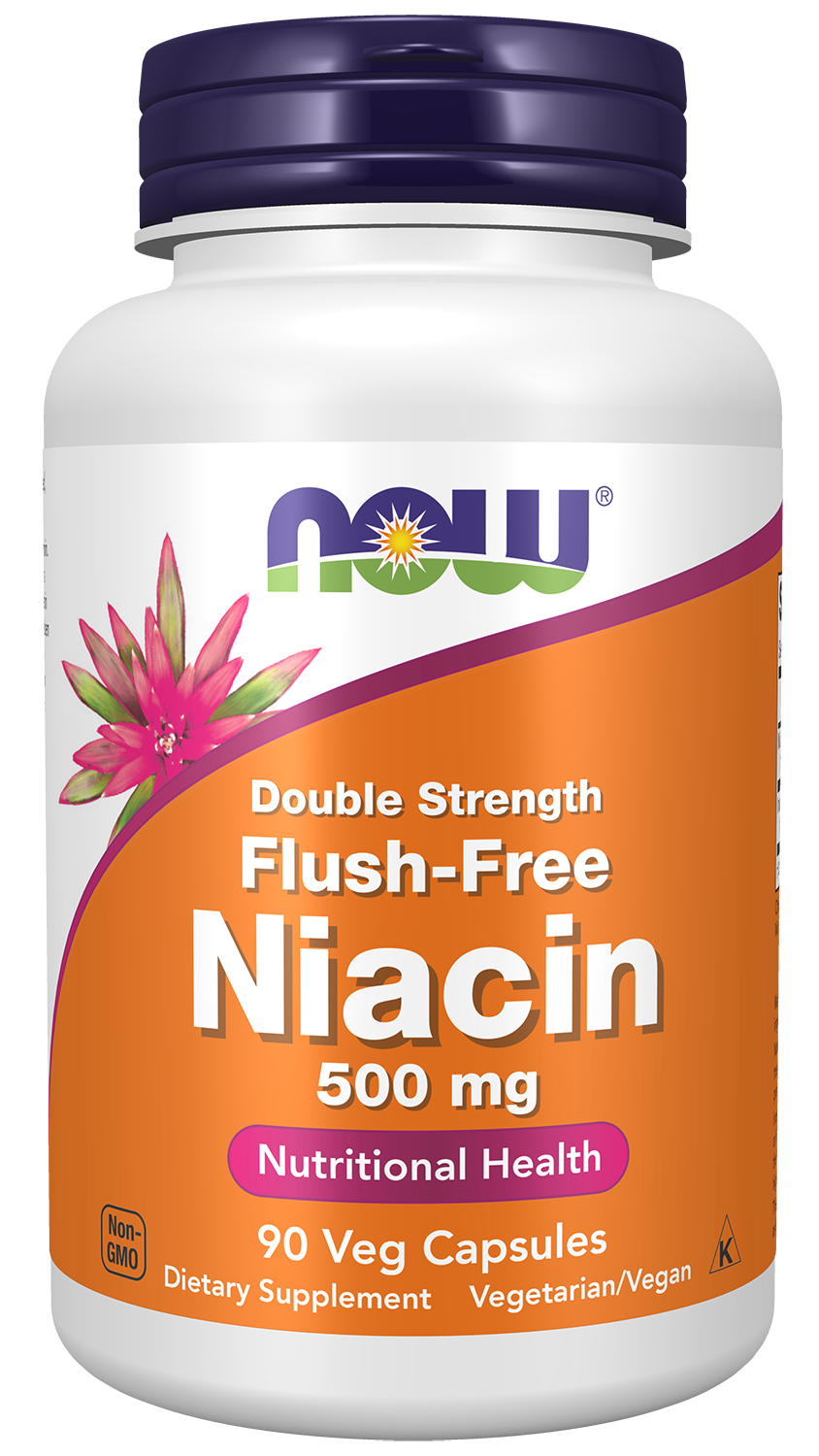 NOW Supplements, Niacin (Vitamin B-3) 500 mg, Flush-Free, 90 Veg Caps — product image