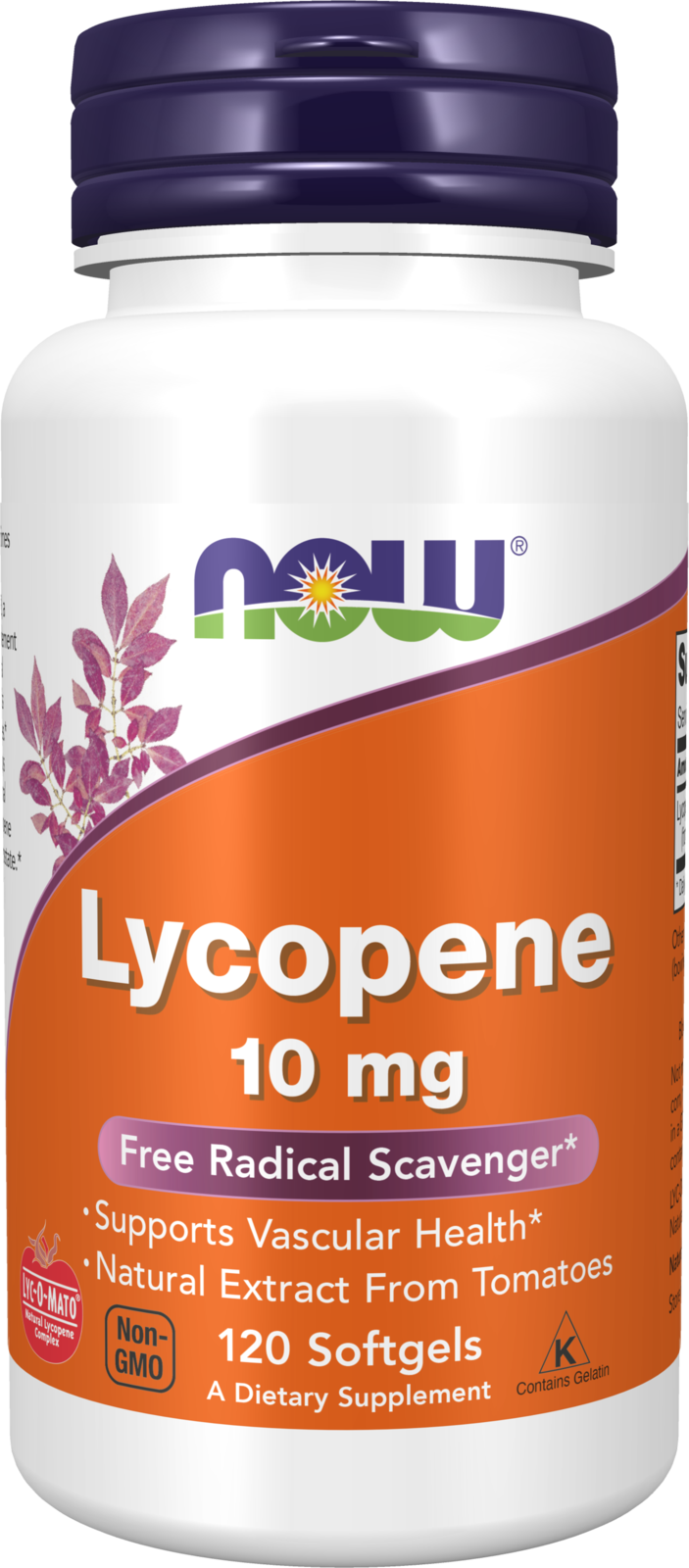 NOW Supplements, Lycopene 10 mg with Extract from Tomatoes, 120 Softgels — product image