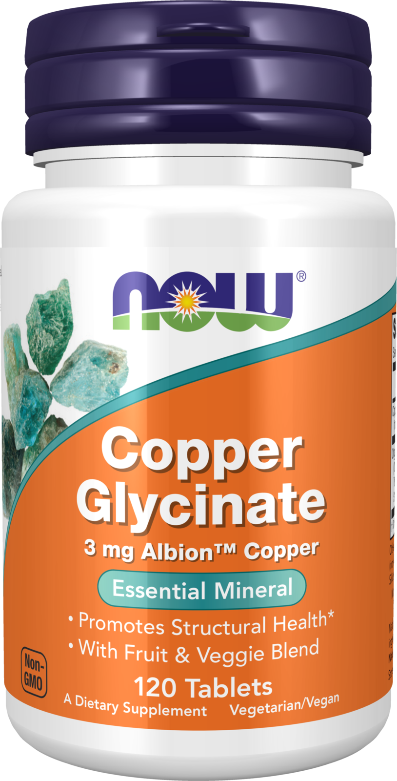 NOW Supplements, Copper Glycinate With 3 mg Albion Copper, 120 Tabs — product image