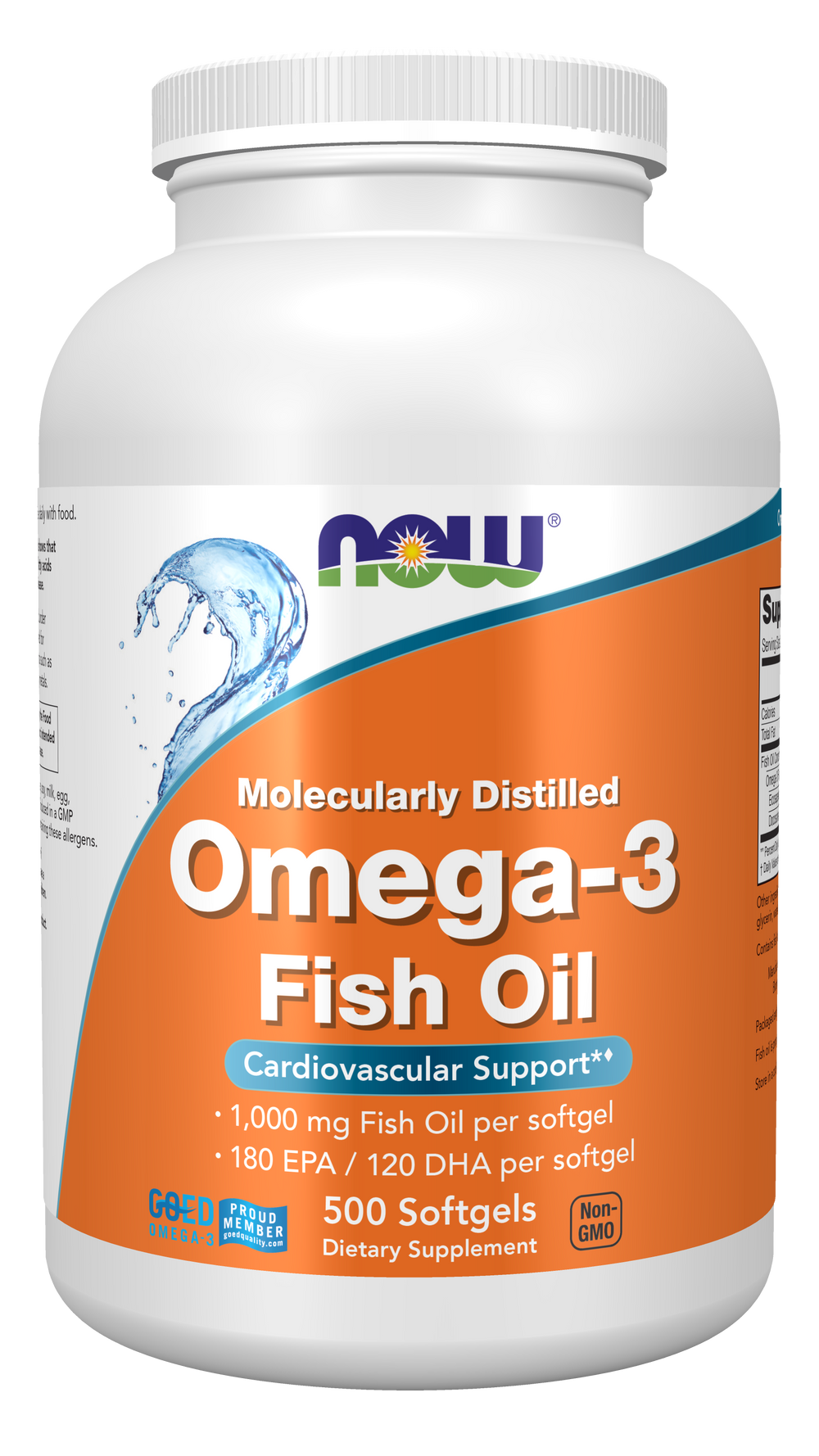 NOW Supplements, Omega-3, Molecularly Distilled, 500 Softgels — product image