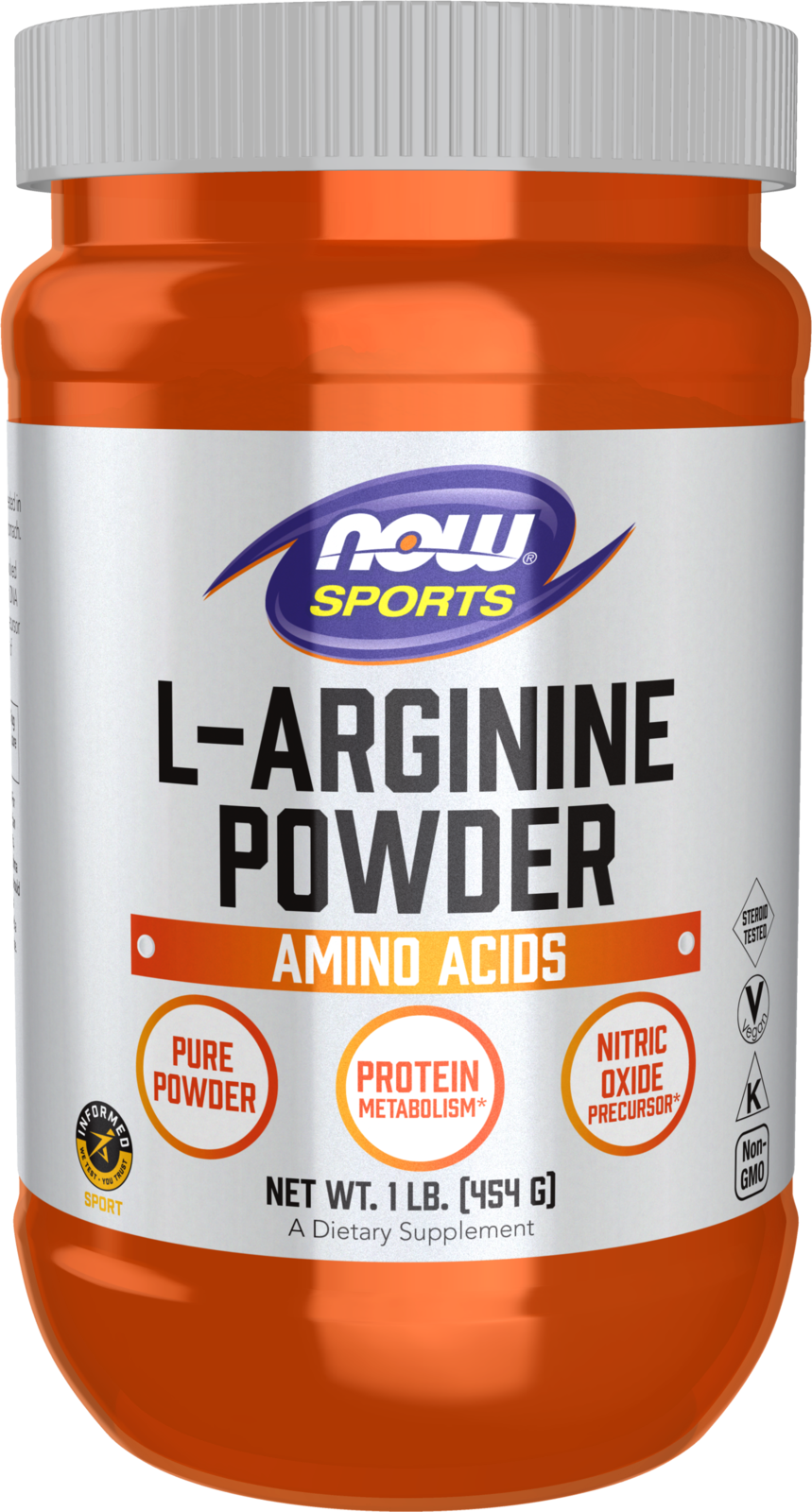 NOW Sports, L-Arginine Powder, Nitric Oxide Precursor*, Amino Acids, 1 lb — product image