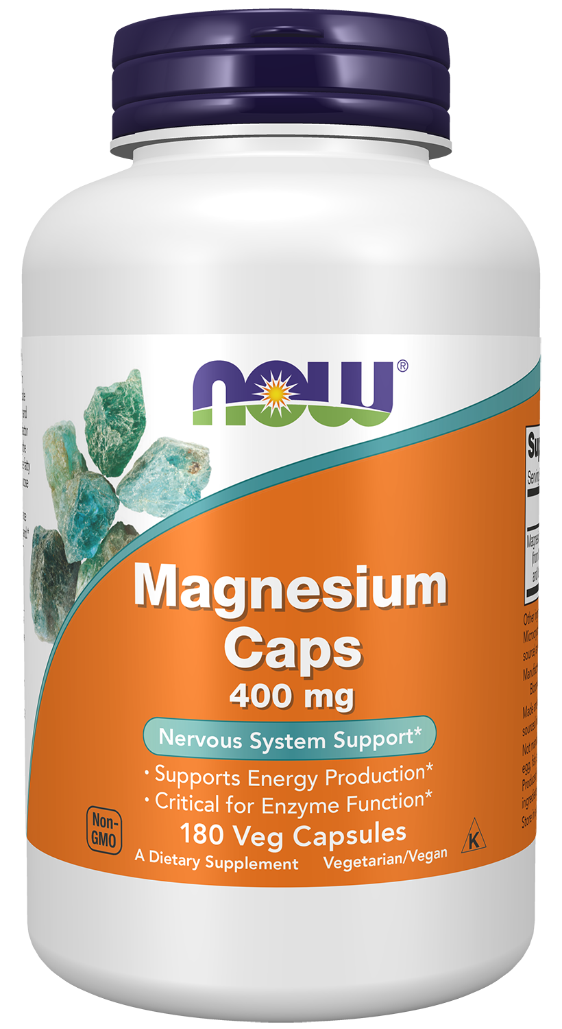 NOW Supplements, Magnesium 400 mg, Nervous System Support*, 180 Veg Caps — product image