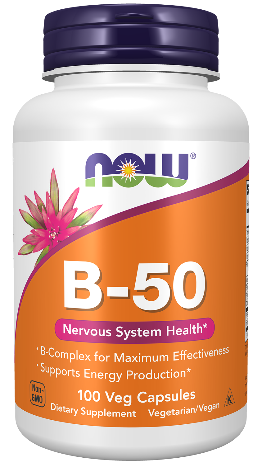 NOW Supplements, Vitamin B-50 mg, Nervous System Health*, 100 Veg Caps — product image
