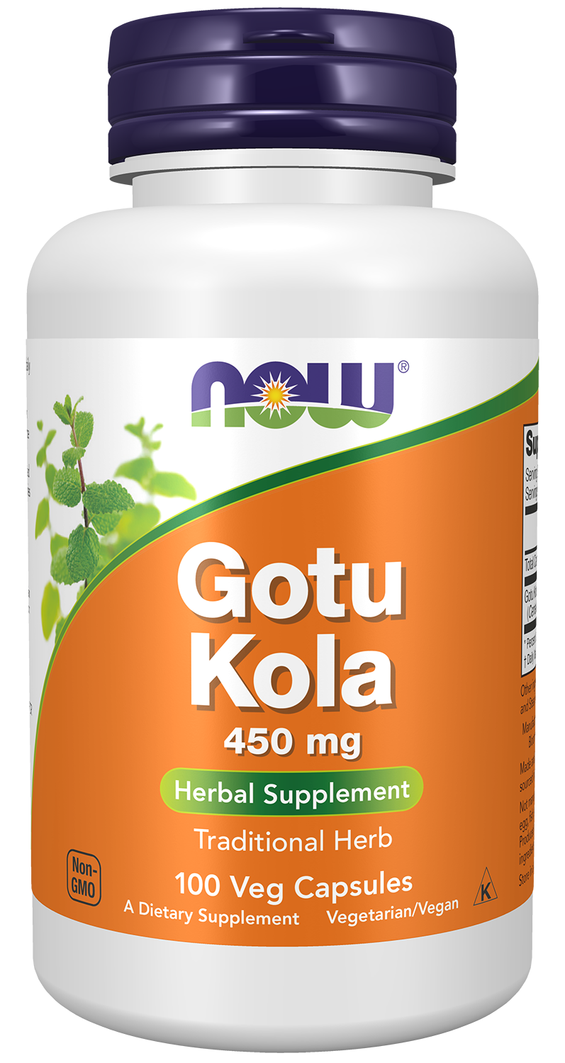 NOW Supplements, Gotu Kola 450 mg, Herbal Supplement, 100 Veg Caps — product image