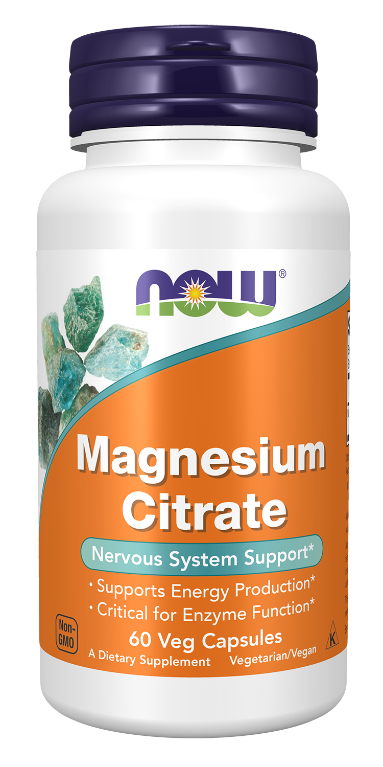 NOW Supplements, Magnesium Citrate, Enzyme Function*, 60 Veg Caps — product image