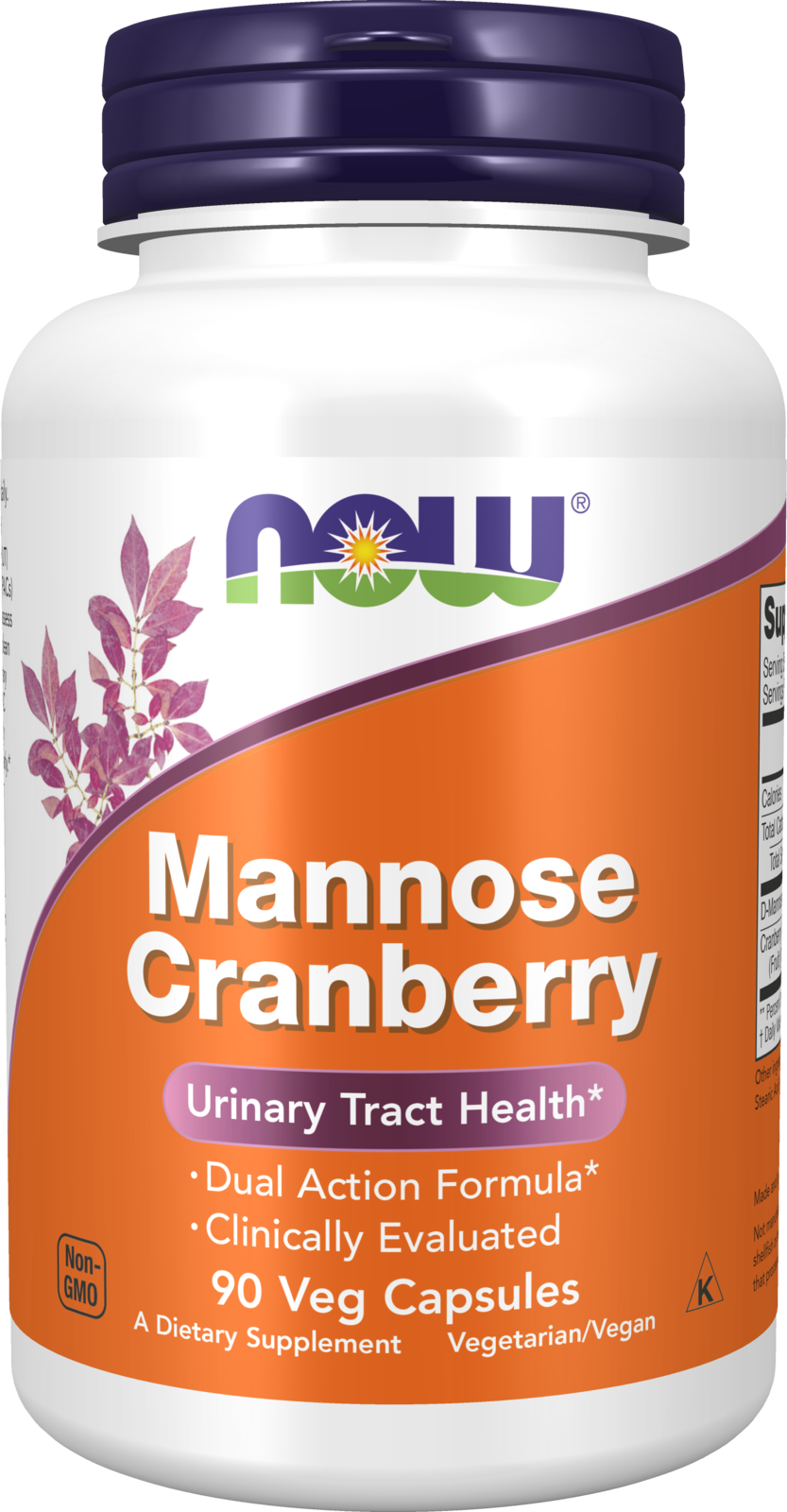 NOW Supplements, Mannose Cranberry, Dual Action Formula*, 90 Veg Caps — product image