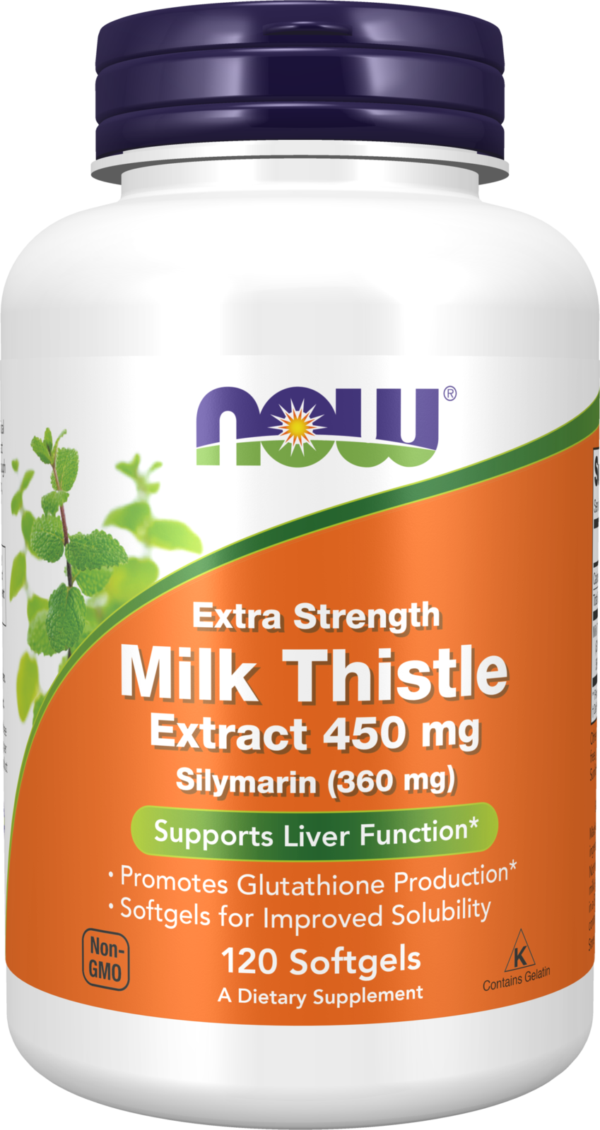 NOW Supplements, Silymarin Milk Thistle Extract, 450 mg, 120 Softgels — product image