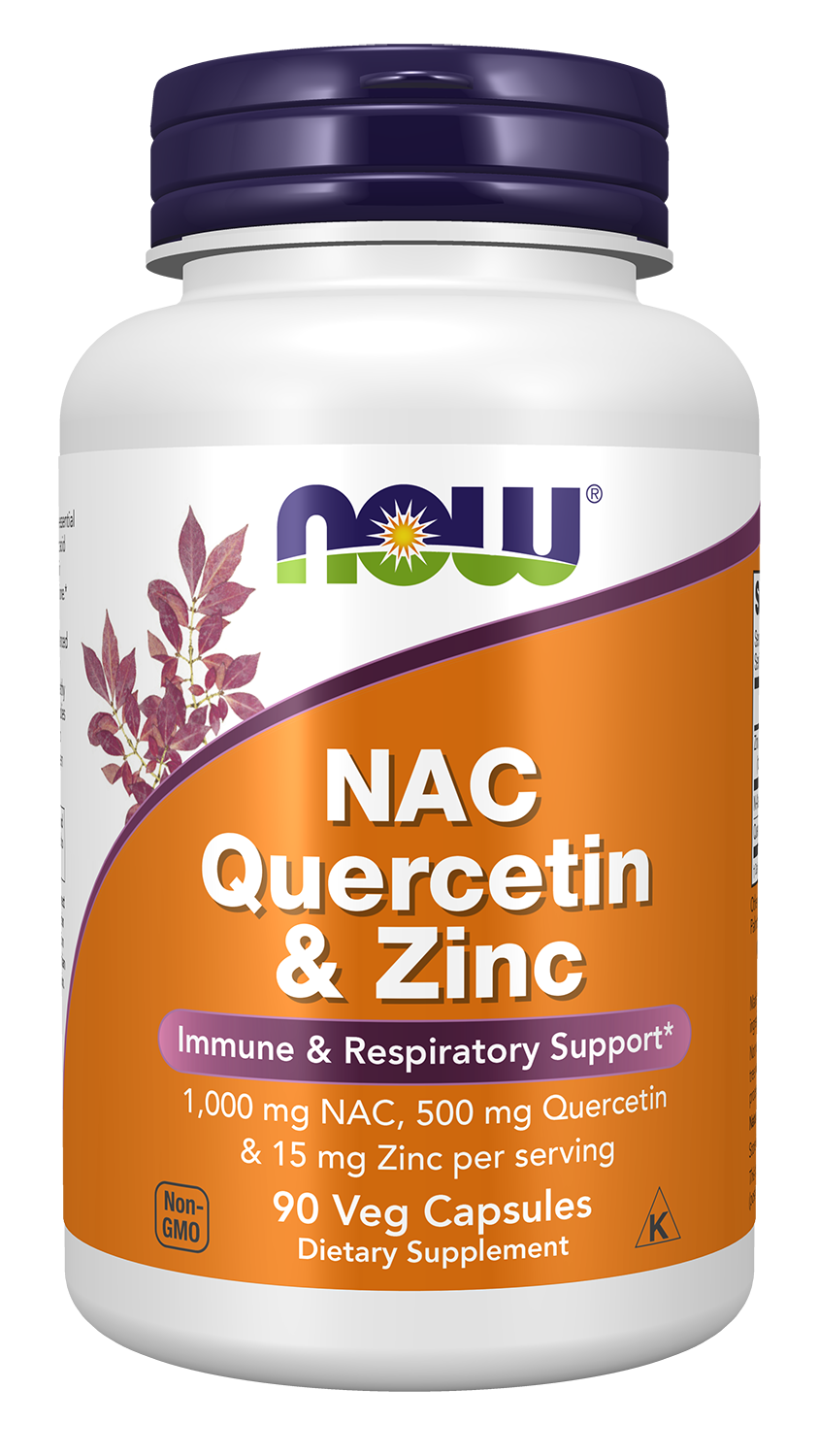 NOW Supplements, NAC Quercetin and Zinc, Respiratory Support*, 90 Veg Caps — product image