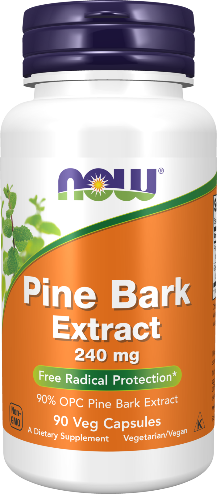 NOW Supplements, Pine Bark Extract 240 mg, 90% OPC Pine Bark, 90 Veg Caps — product image