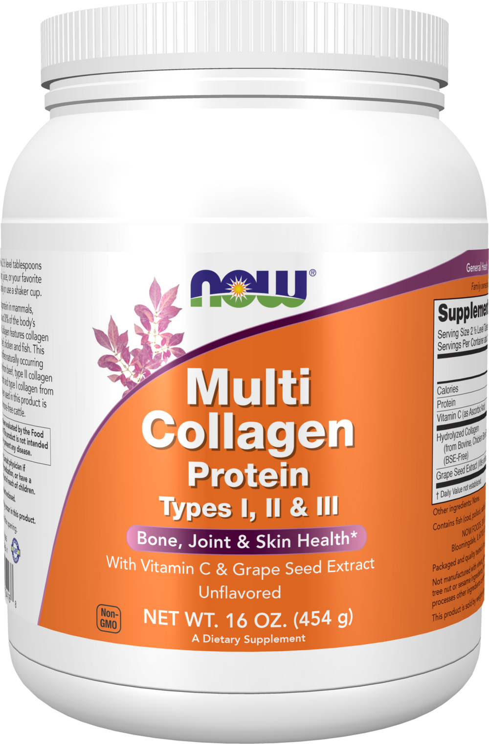 NOW Supplements, Multi Collagen Protein Types I, II & III Powder, 16 oz — product image