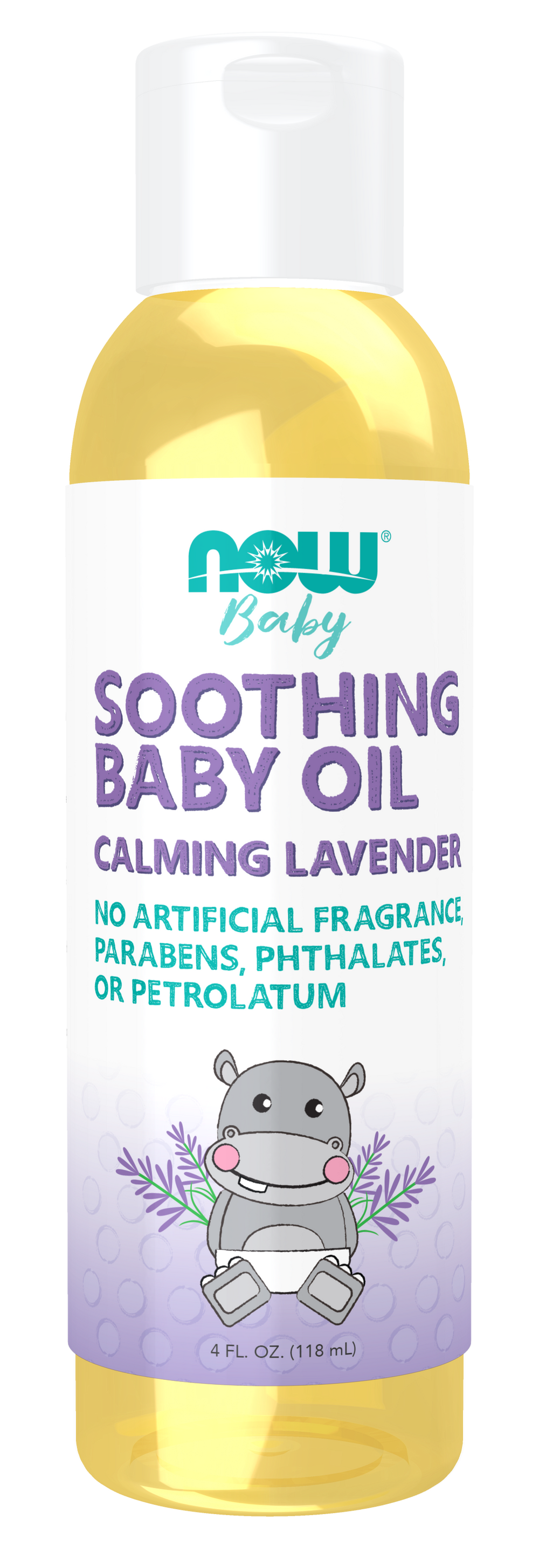 NOW Baby, Soothing Baby Oil, Calming Lavender, No Artificial Fragrance, Parabens, Phthalates, or Petrolatum, 4-Ounce — product image