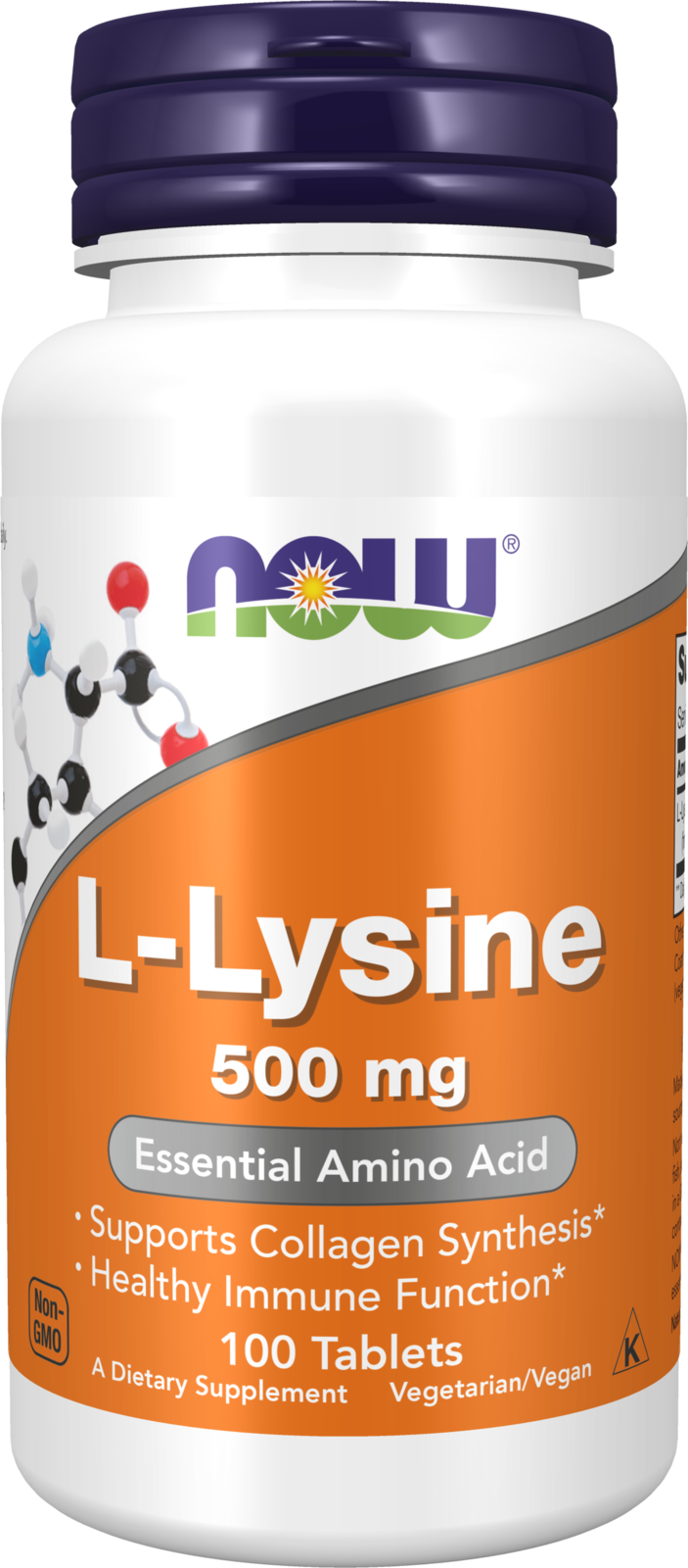 NOW Supplements, L-Lysine 500 mg, Amino Acid, 100 Tabs — product image