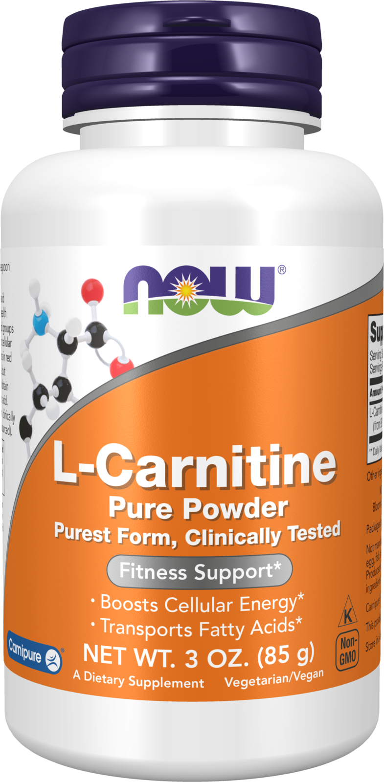 NOW Supplements, L-Carnitine Pure Powder, Amino Acid, 3-oz — product image