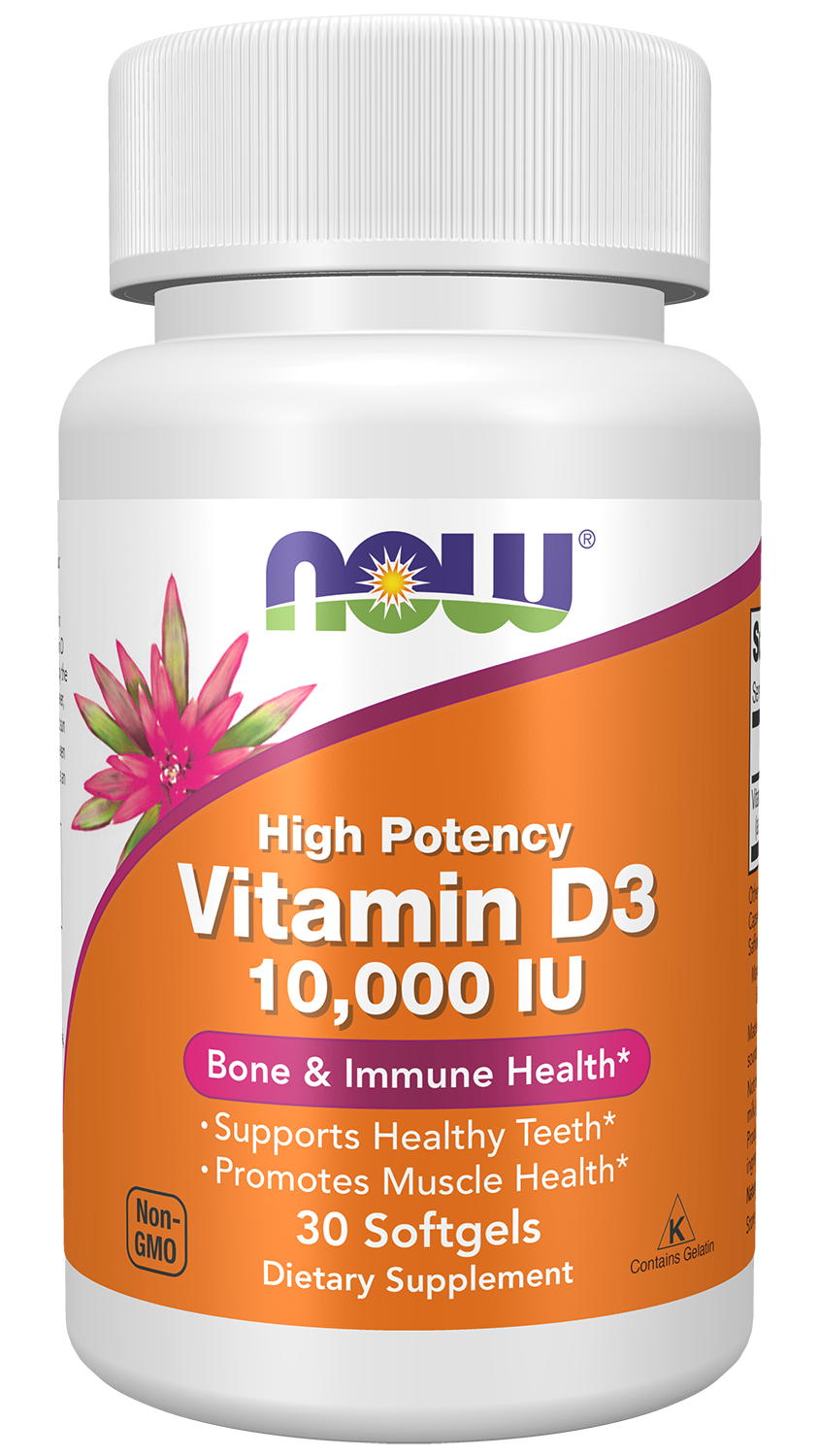 NOW Supplements, Vitamin D-3, High Potency, 10,000 IU, 30 Softgels — product image
