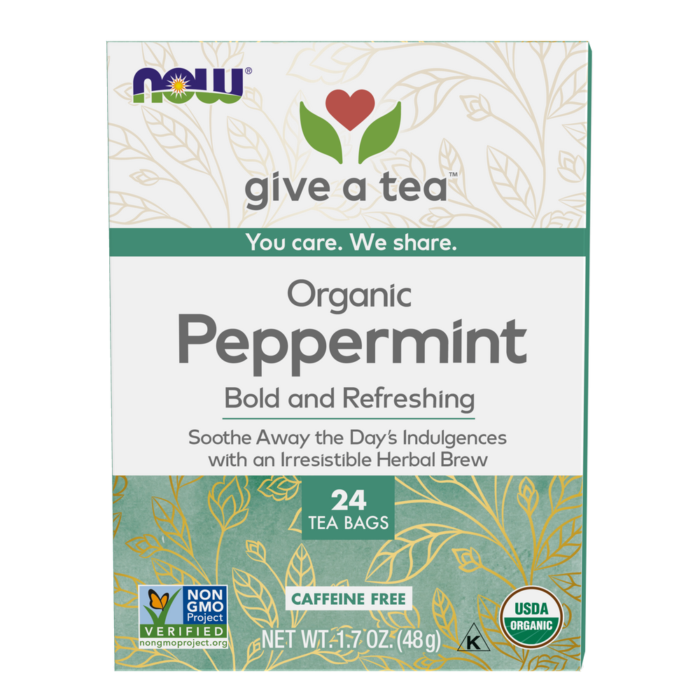 NOW Foods, Give a Tea® , Organic Peppermint Tea, Caffeine-Free, 24 bags — product image