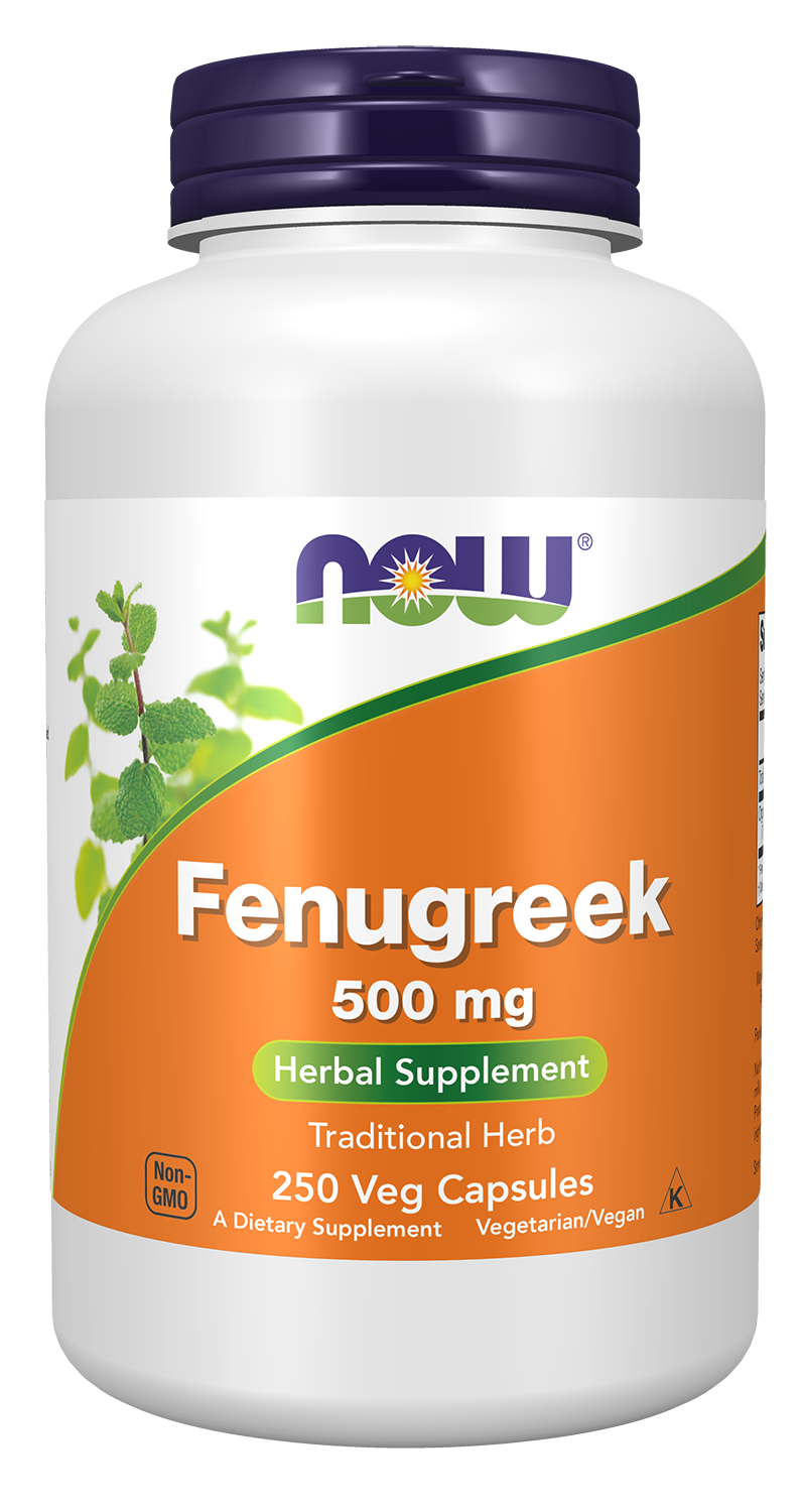 NOW Supplements, Fenugreek 500 mg, Herbal Supplement, 250 Veg Caps — product image