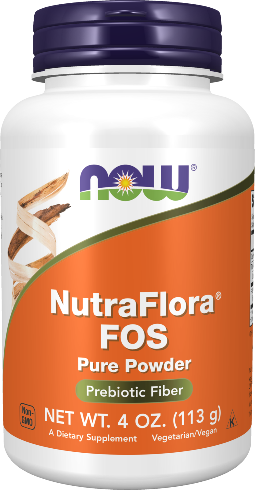 NOW Supplements, NutraFlora FOS Pure Powder, Prebiotic Fiber, 4 oz — product image